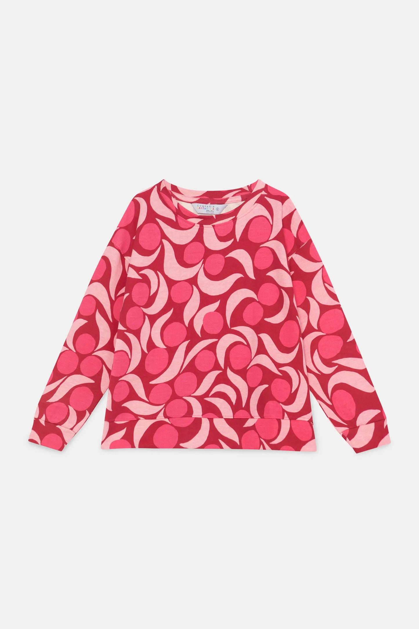 Unisex plush sweatshirt with pink fantasy print