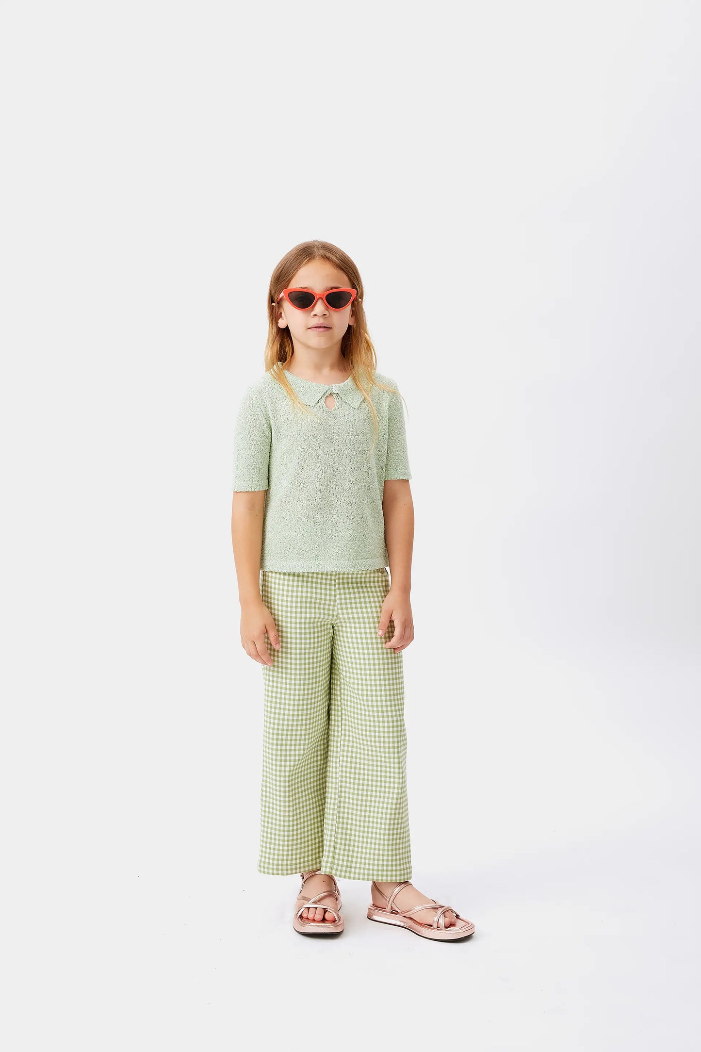 Jersey de niña cuello polo verde