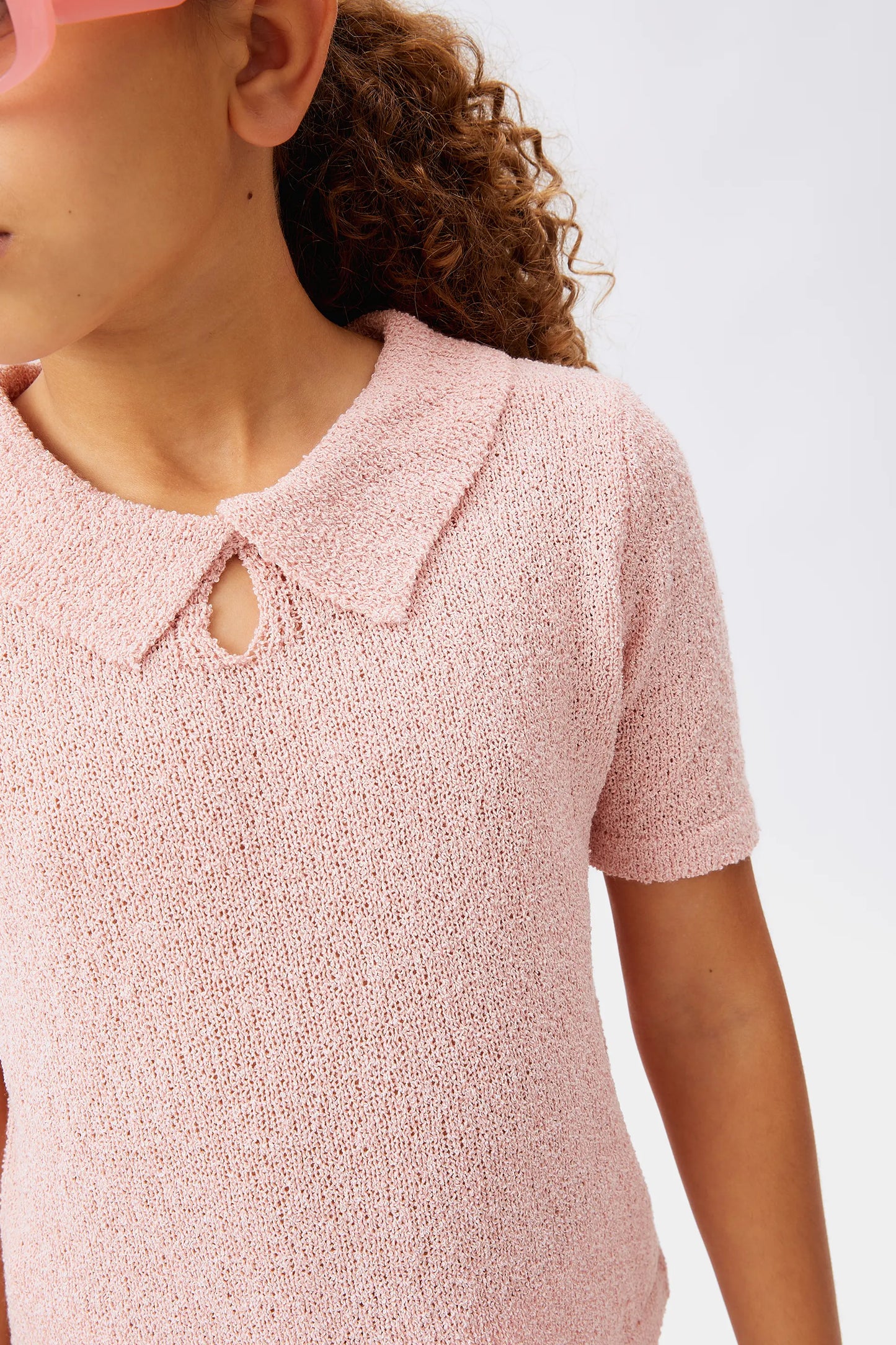 Girl's pink polo neck sweater