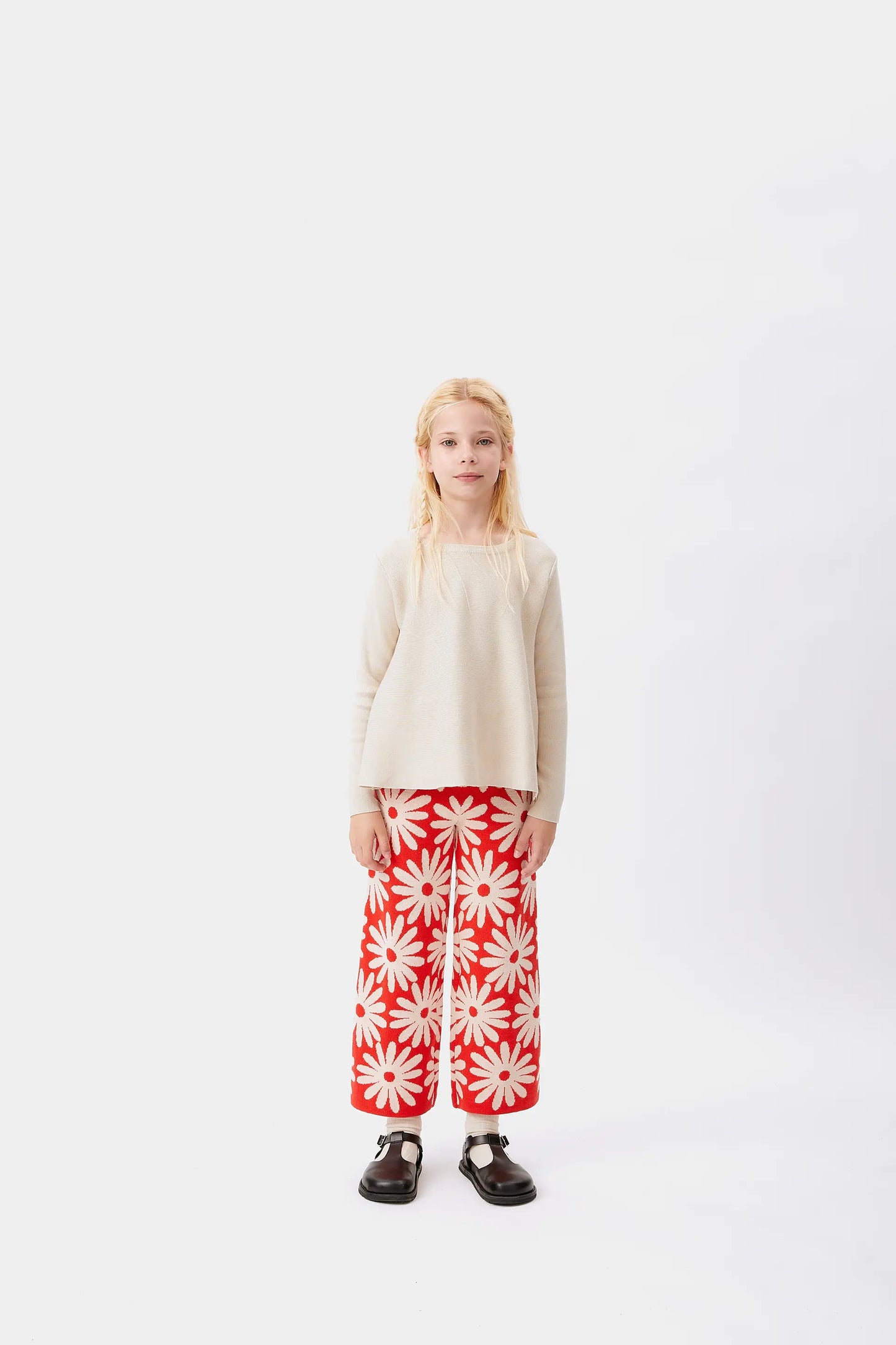 Maglia svasata bianca da bambina