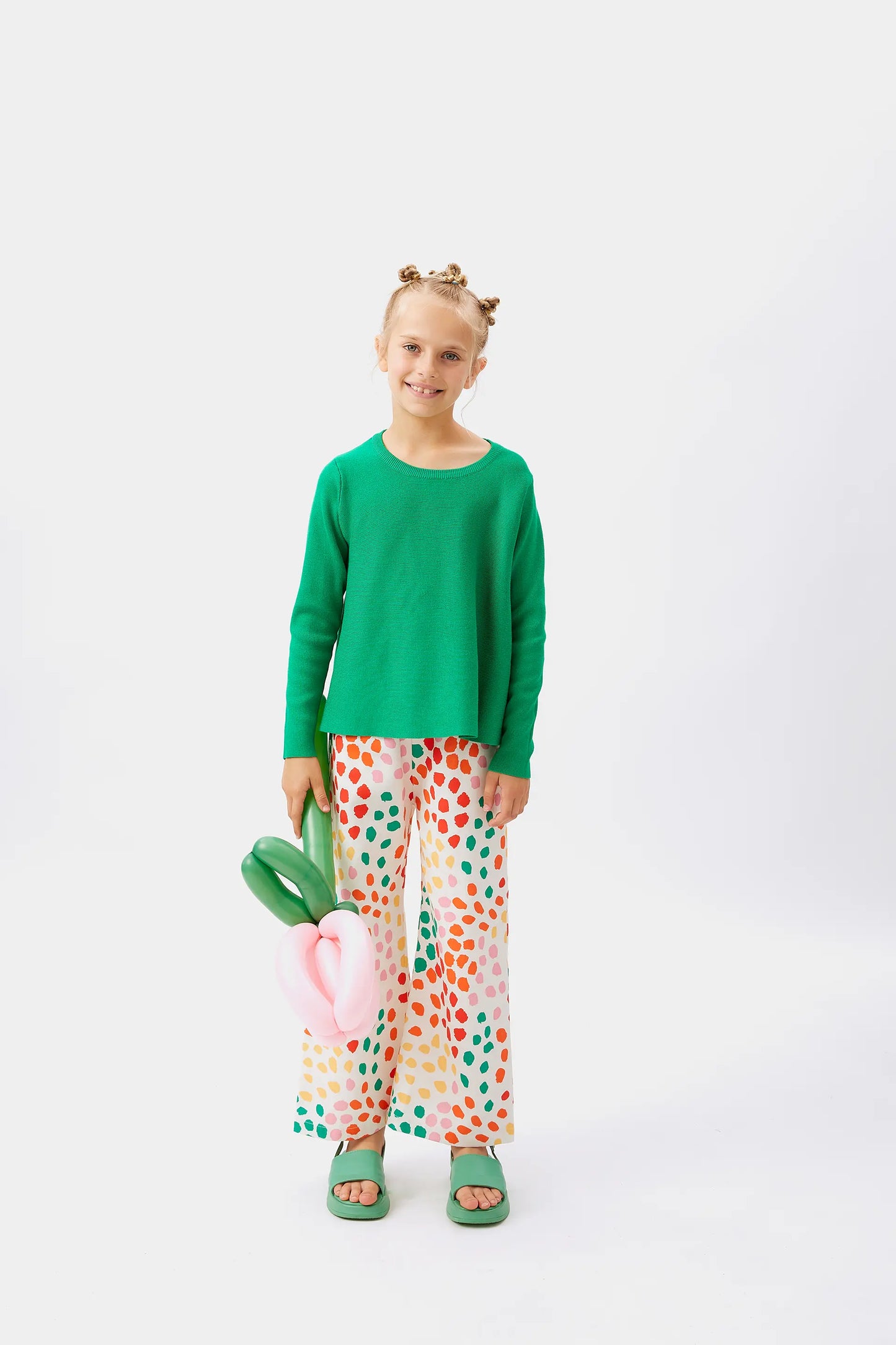 Jersey de niña evasé verde