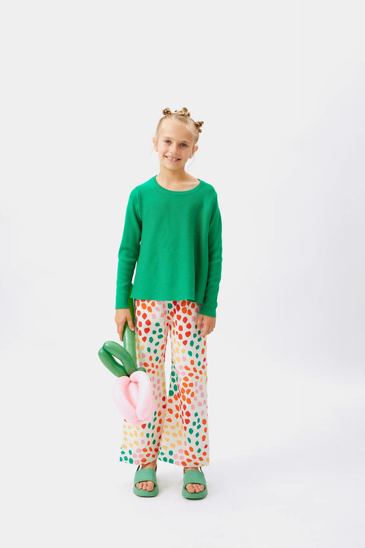 Maglia svasata verde da bambina