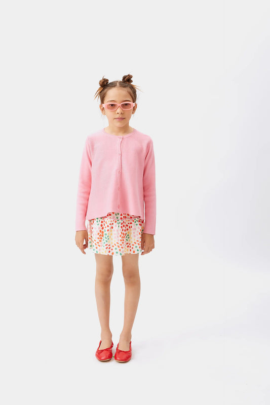 Cárdigan de niña evasé rosa