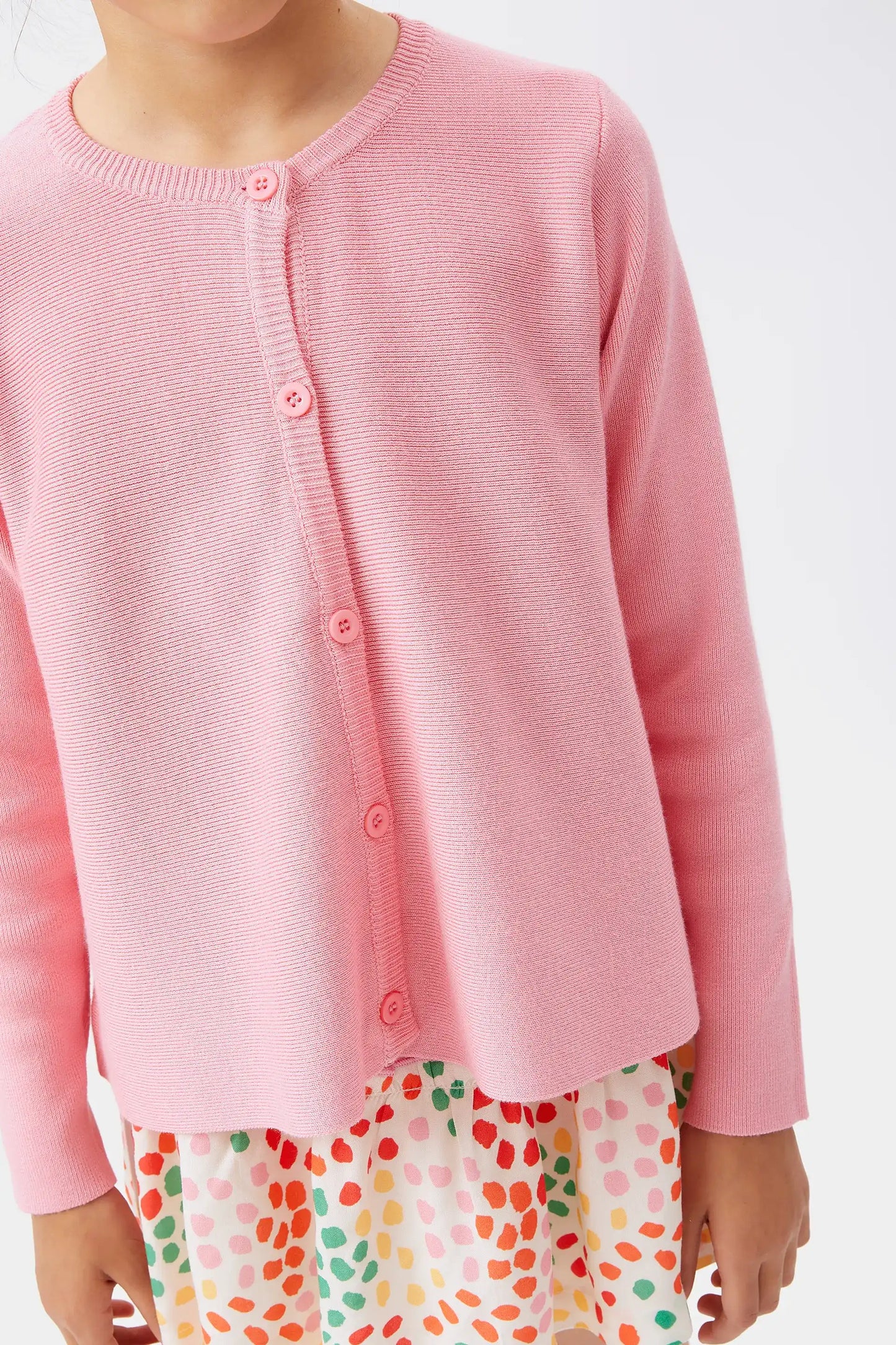 Cárdigan de niña evasé rosa