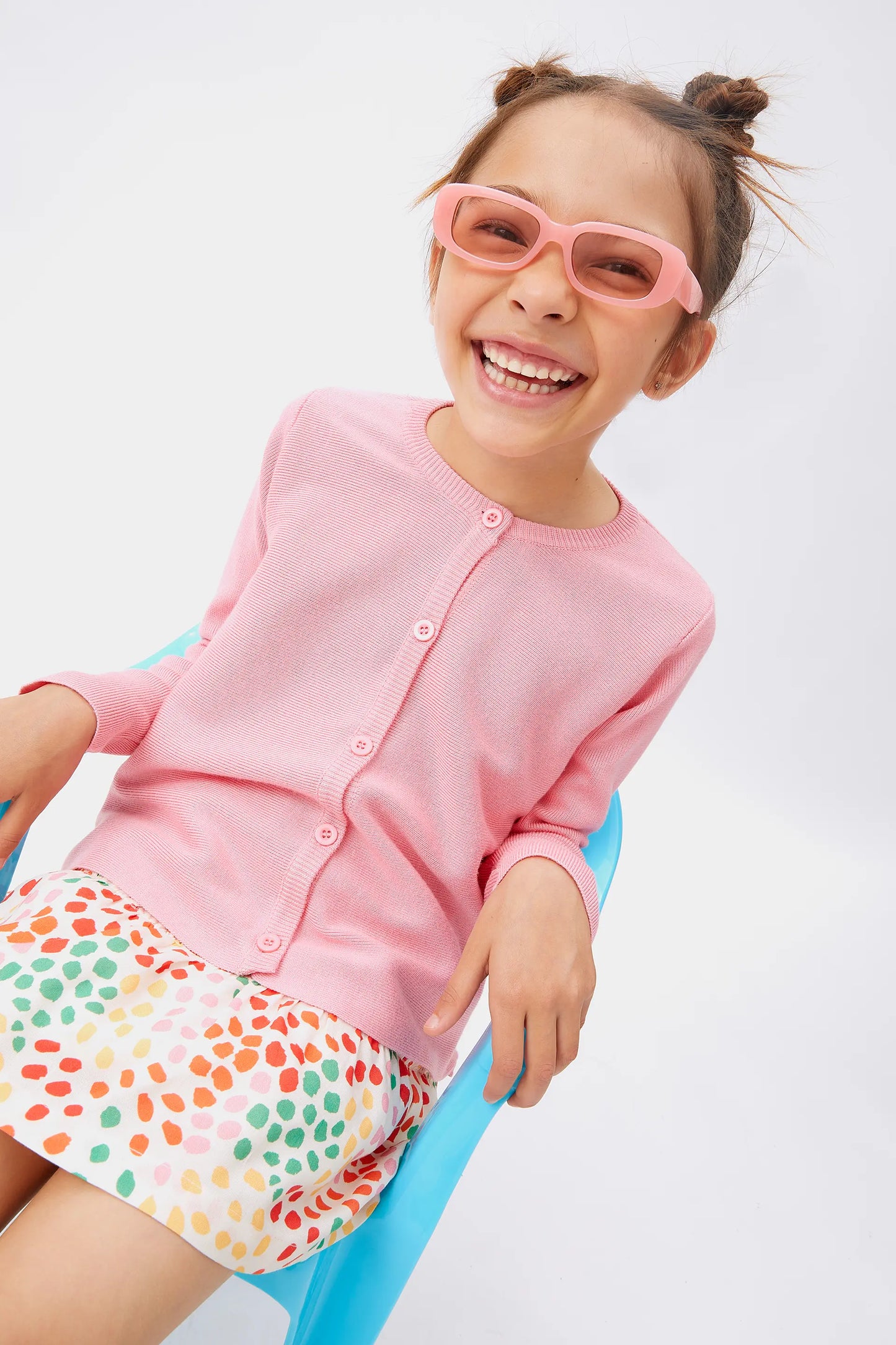 Cárdigan de niña evasé rosa