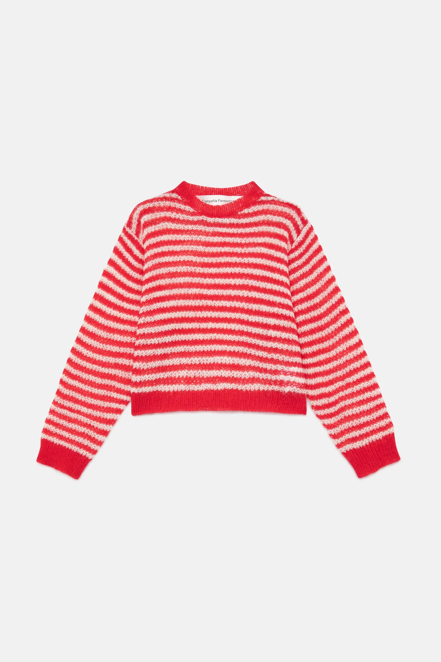 Girl's red striped cable knit sweater