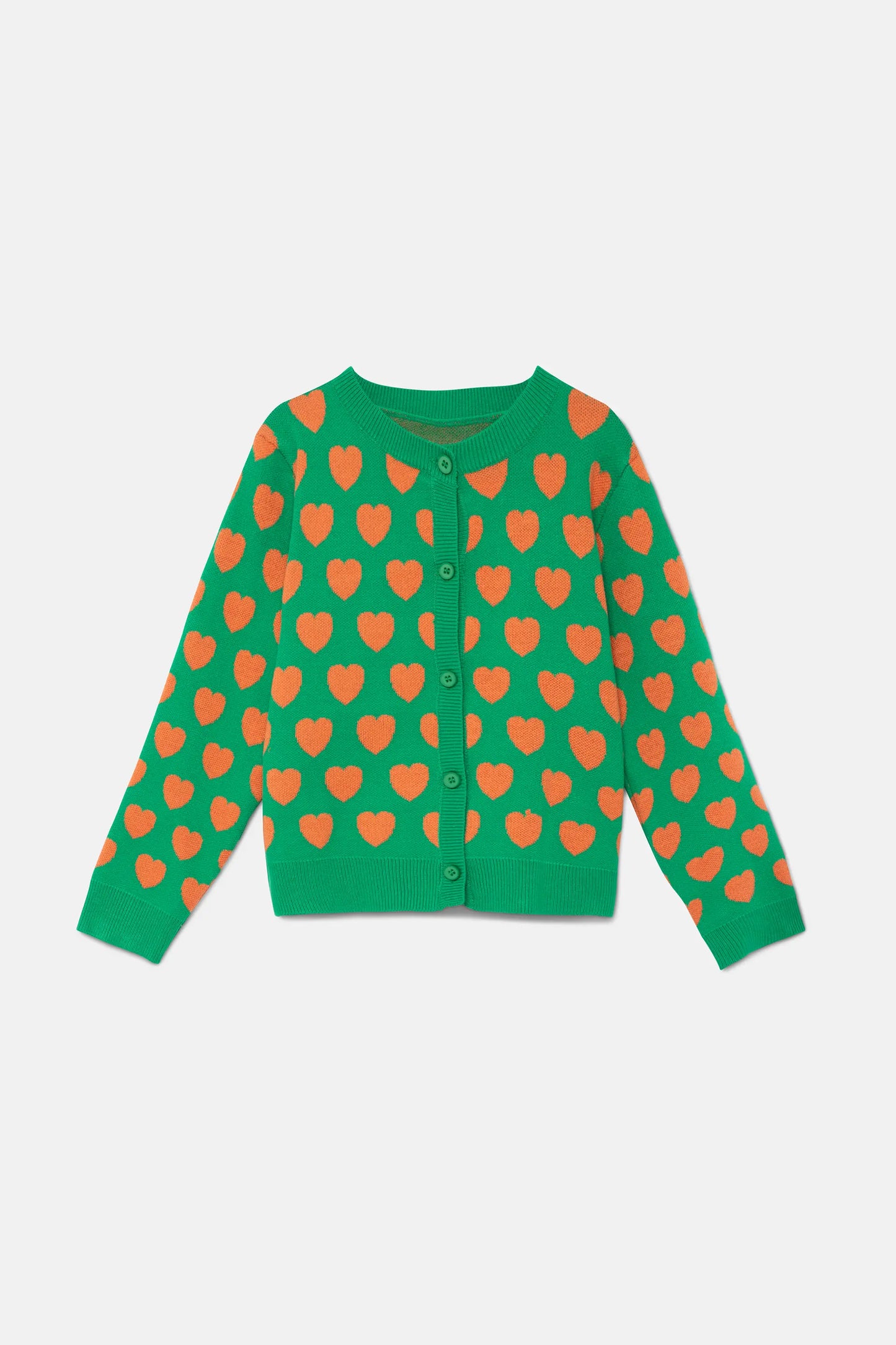 Cardigan da bambina con cuori verdi