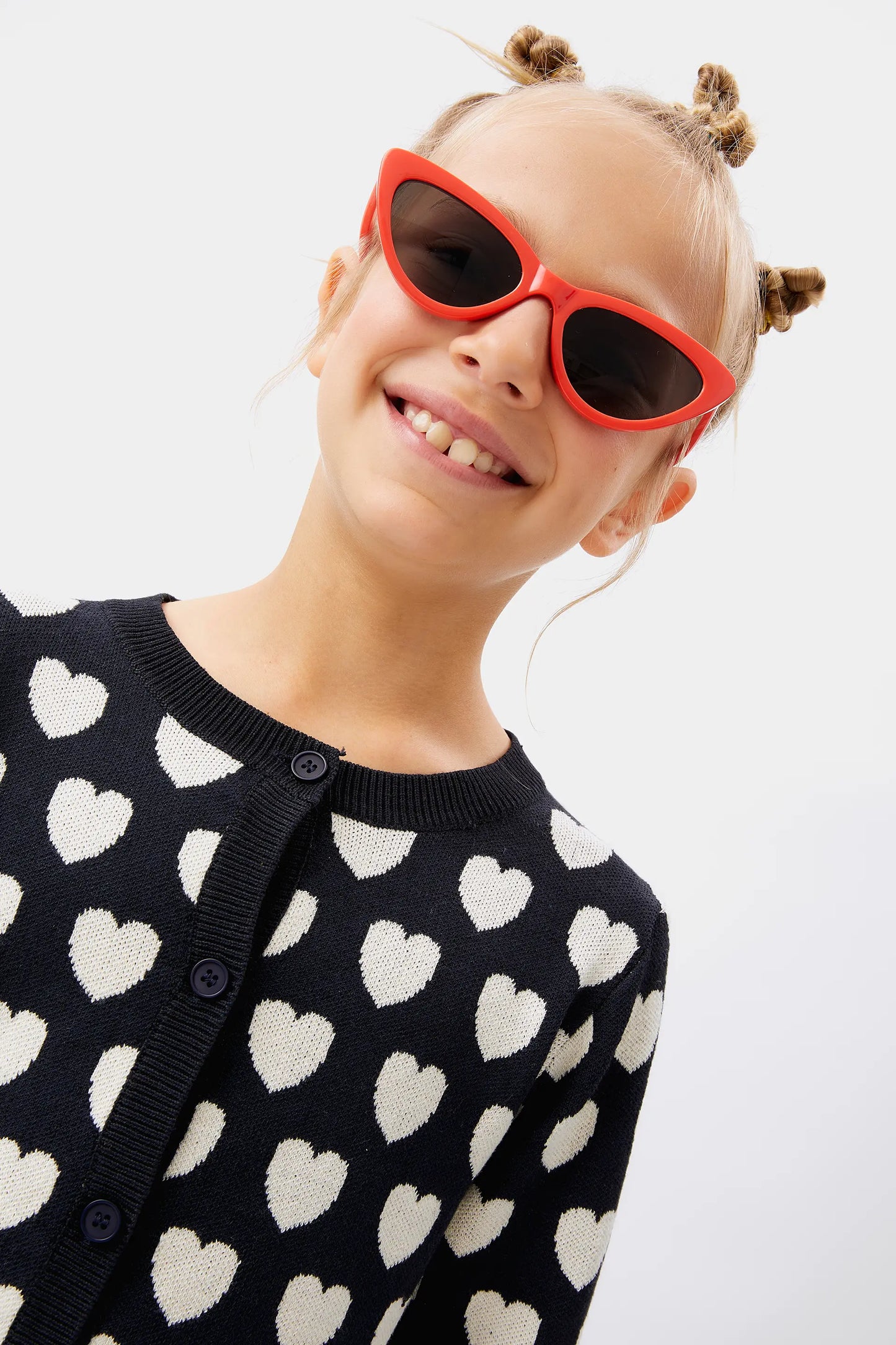Cárdigan de niña corazones negro