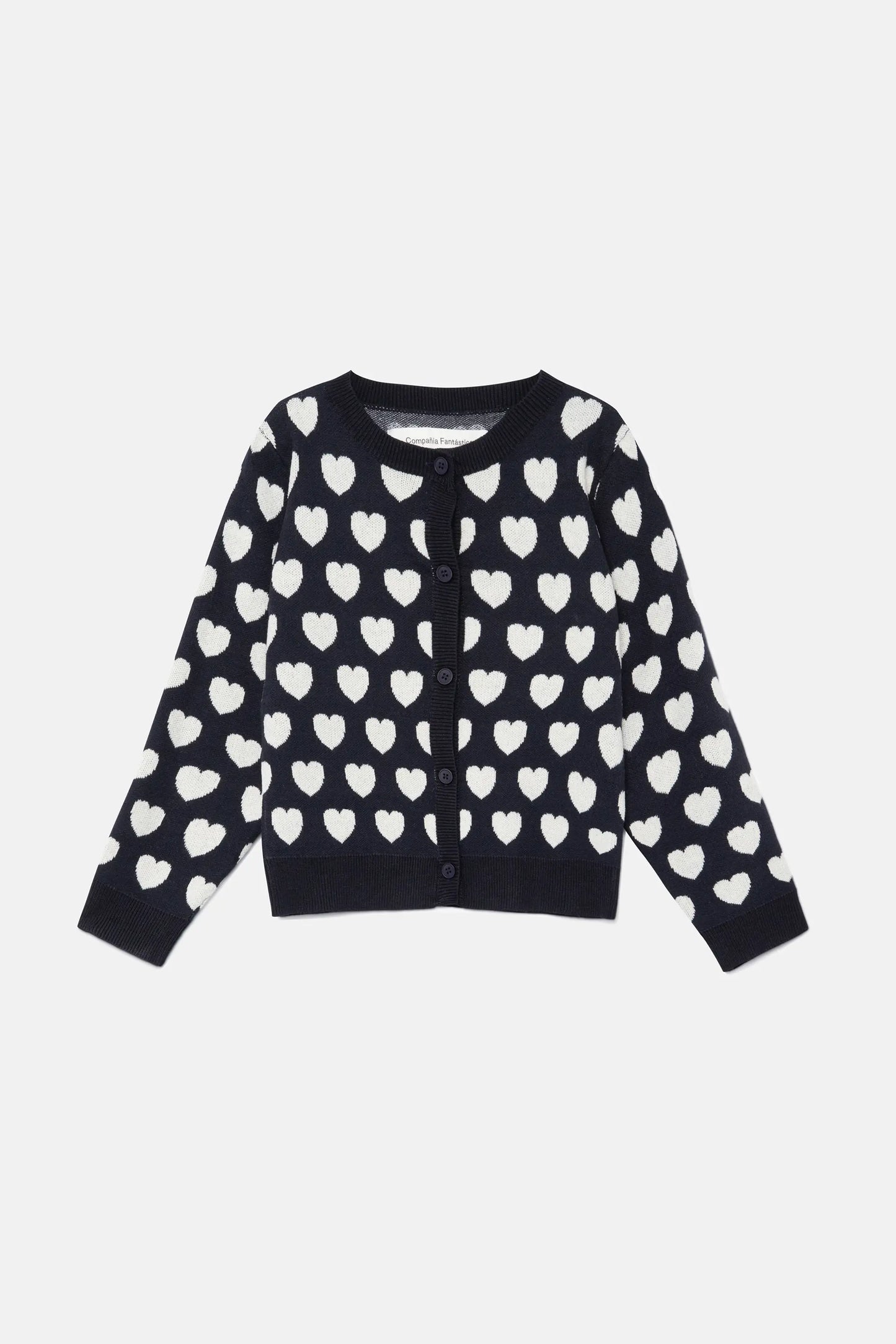Cárdigan de niña corazones negro