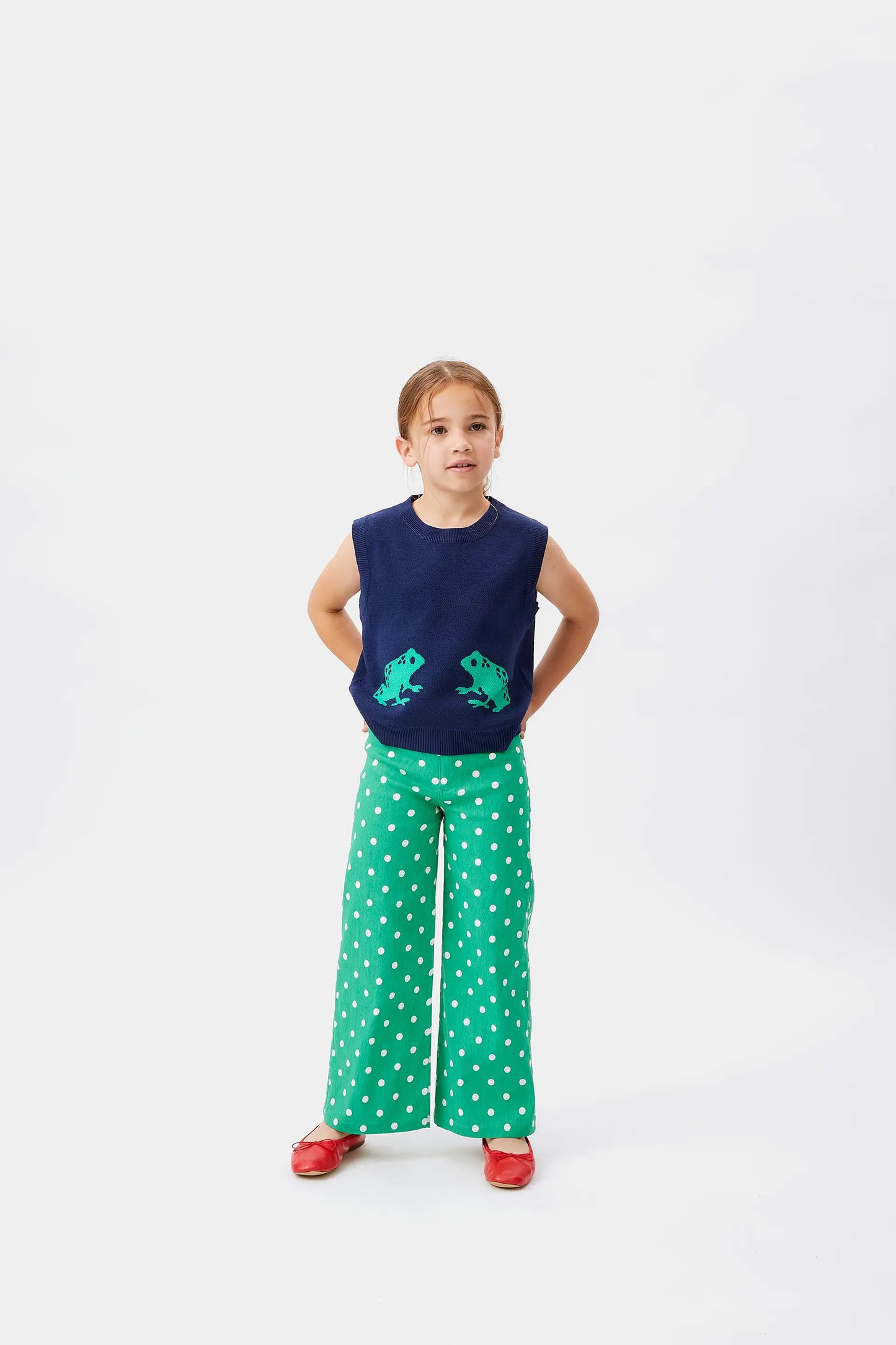 Gilet da bambina in maglia a rana
