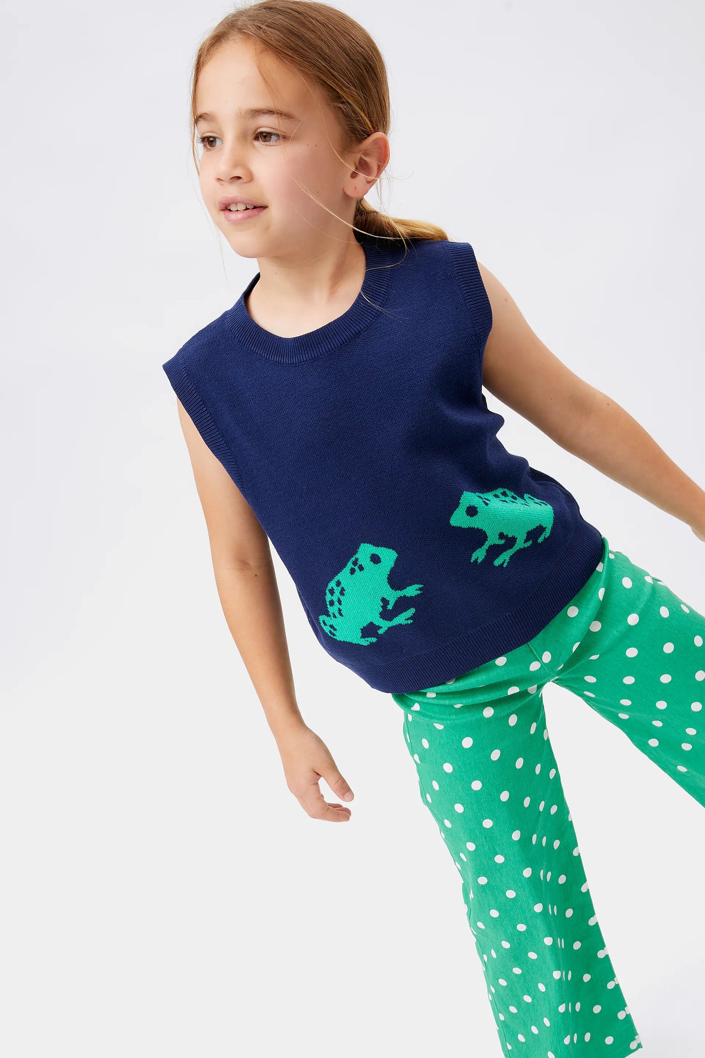 Gilet da bambina in maglia a rana