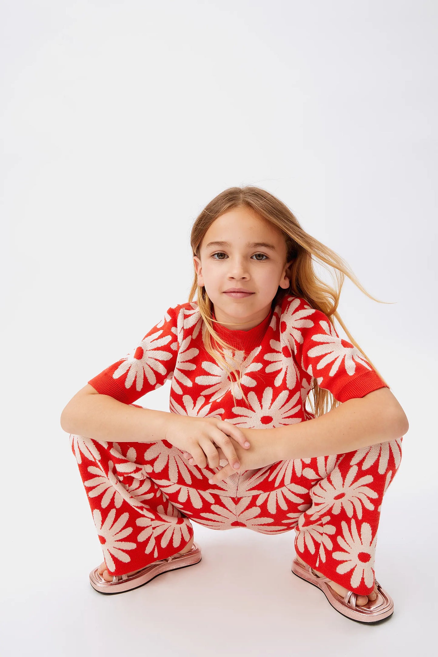 Pantalón de niña estampado de flores