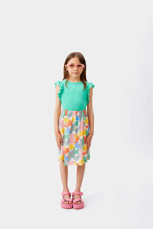 Top de niña con volantes verde