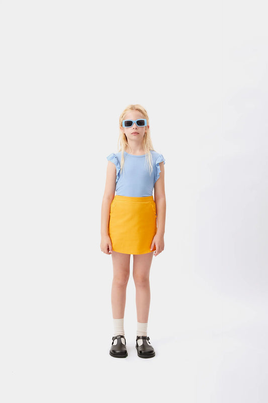 Top de niña con volantes azul