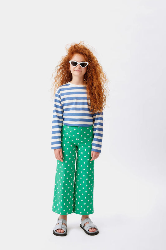 Jeans verdi a pois da bambina