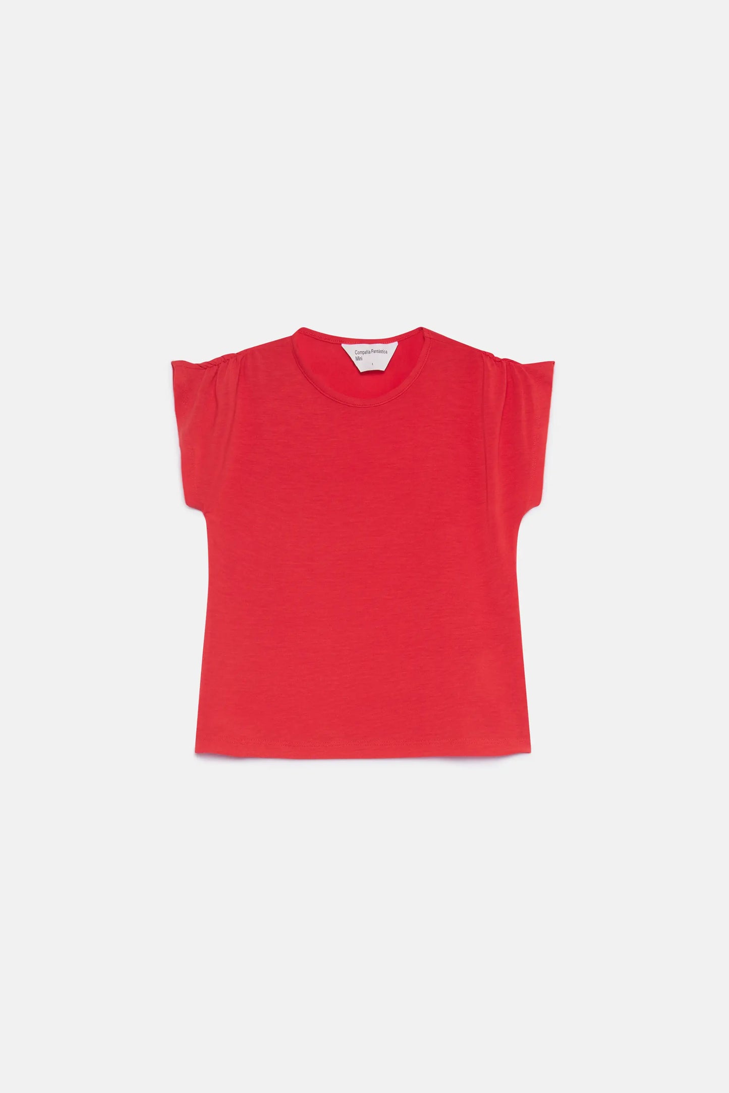 Red draped short sleeve girl's top