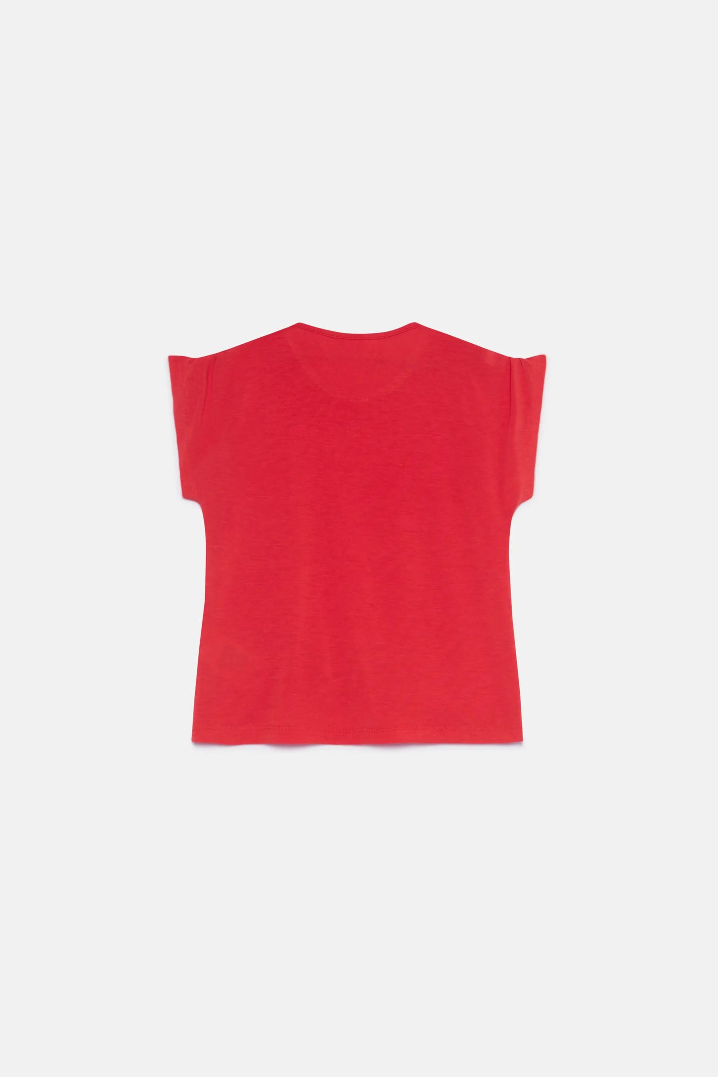 Red draped short sleeve girl's top