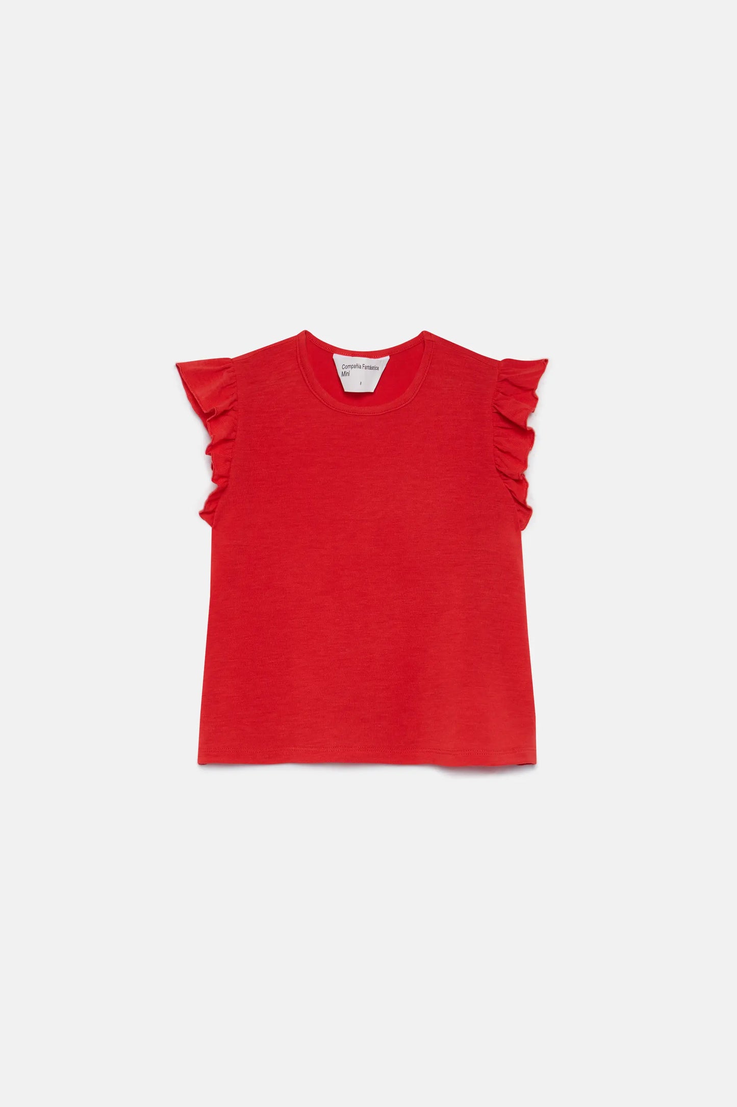 Top da bambina con volant rossi