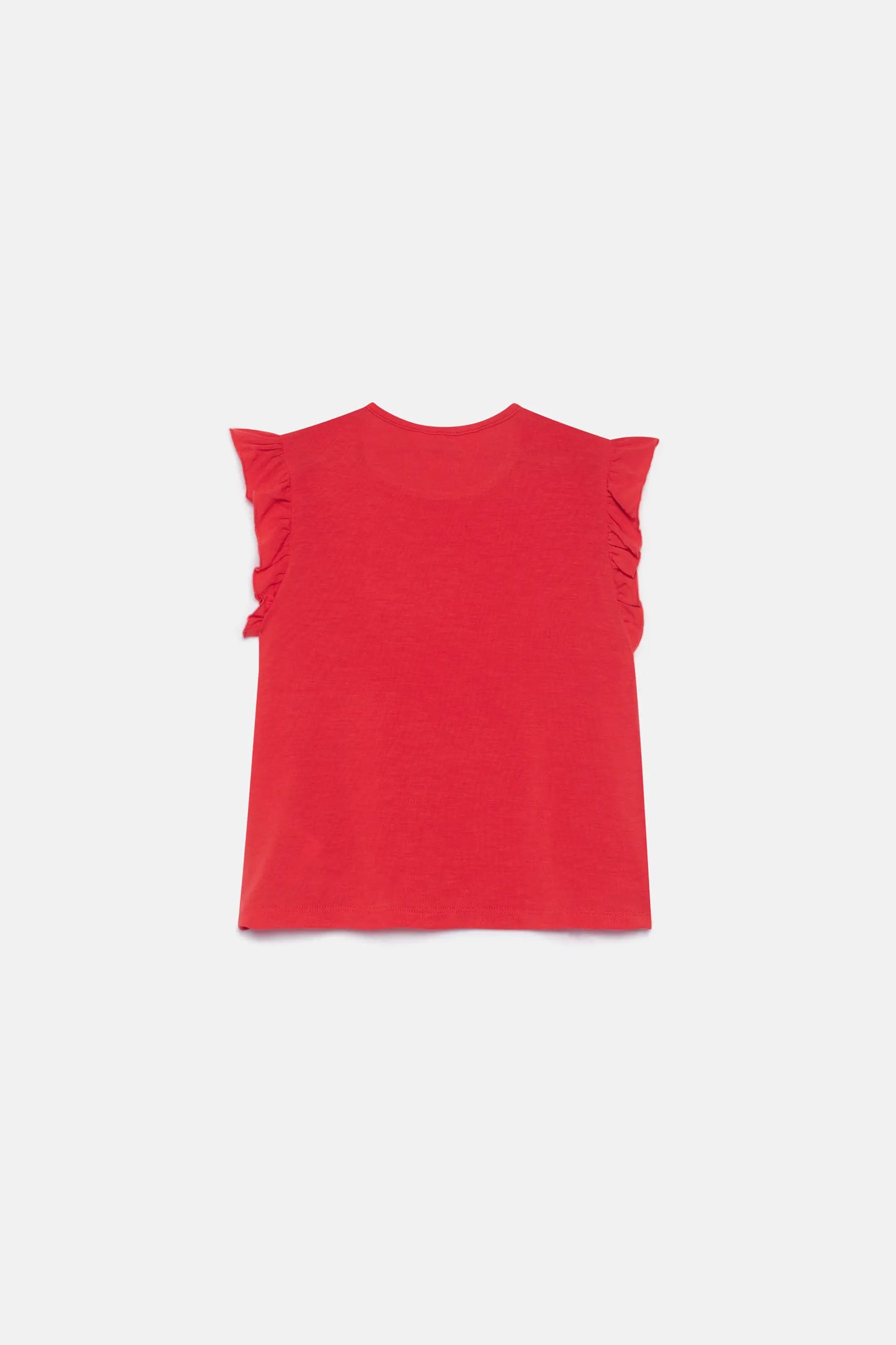 Top da bambina con volant rossi
