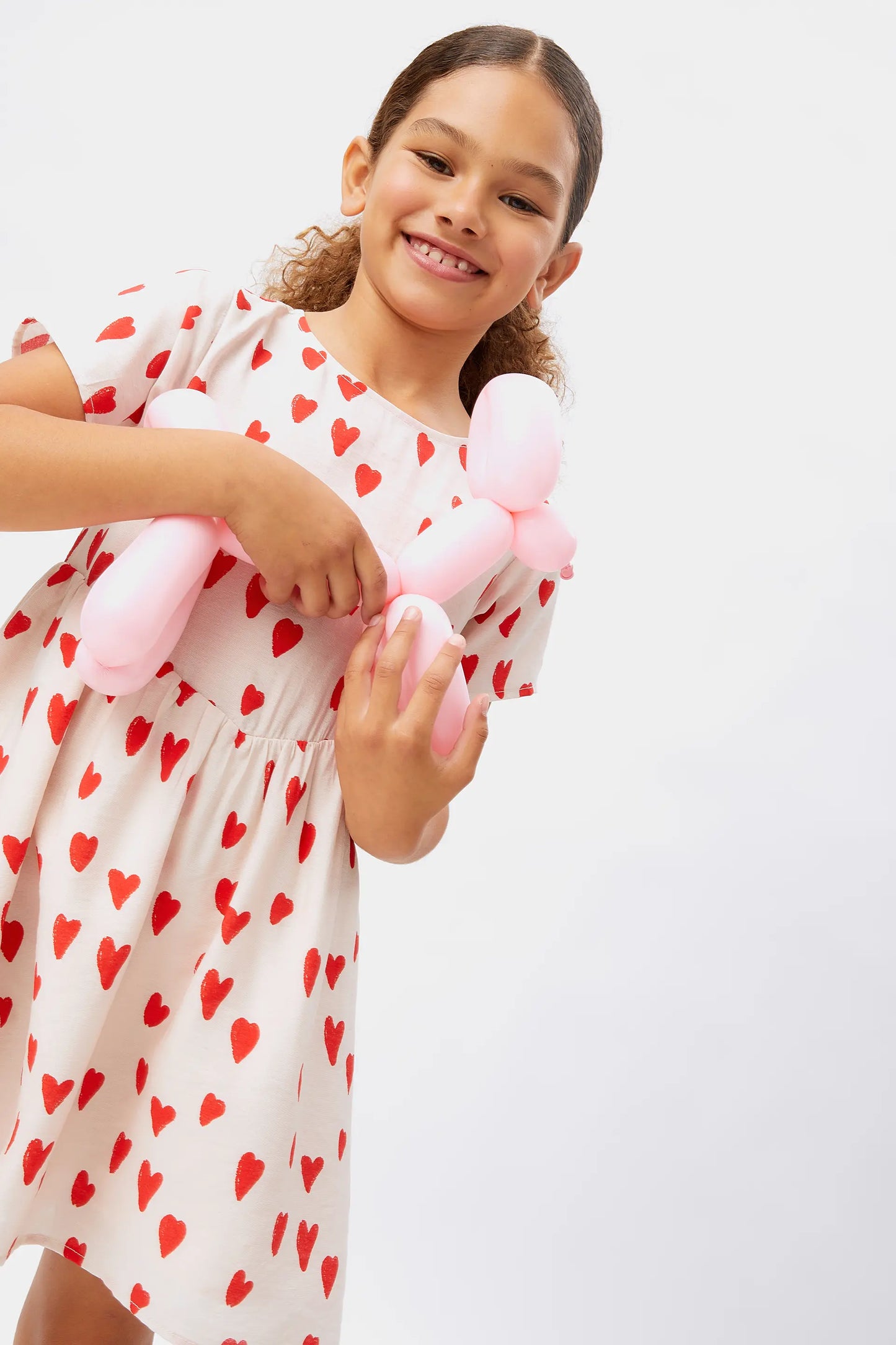 Girl's short dress with heart print