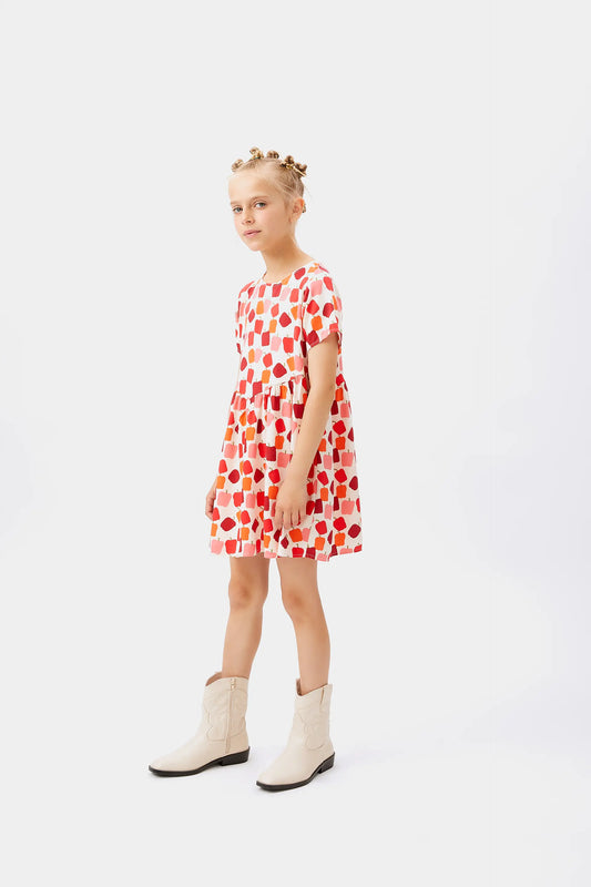 Vestido corto de niña estampado pimientos