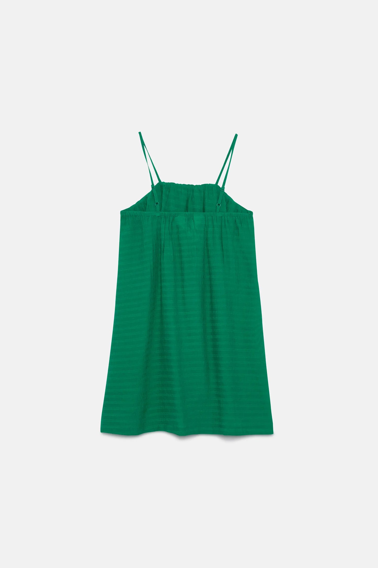Abito corto verde con volant da bambina