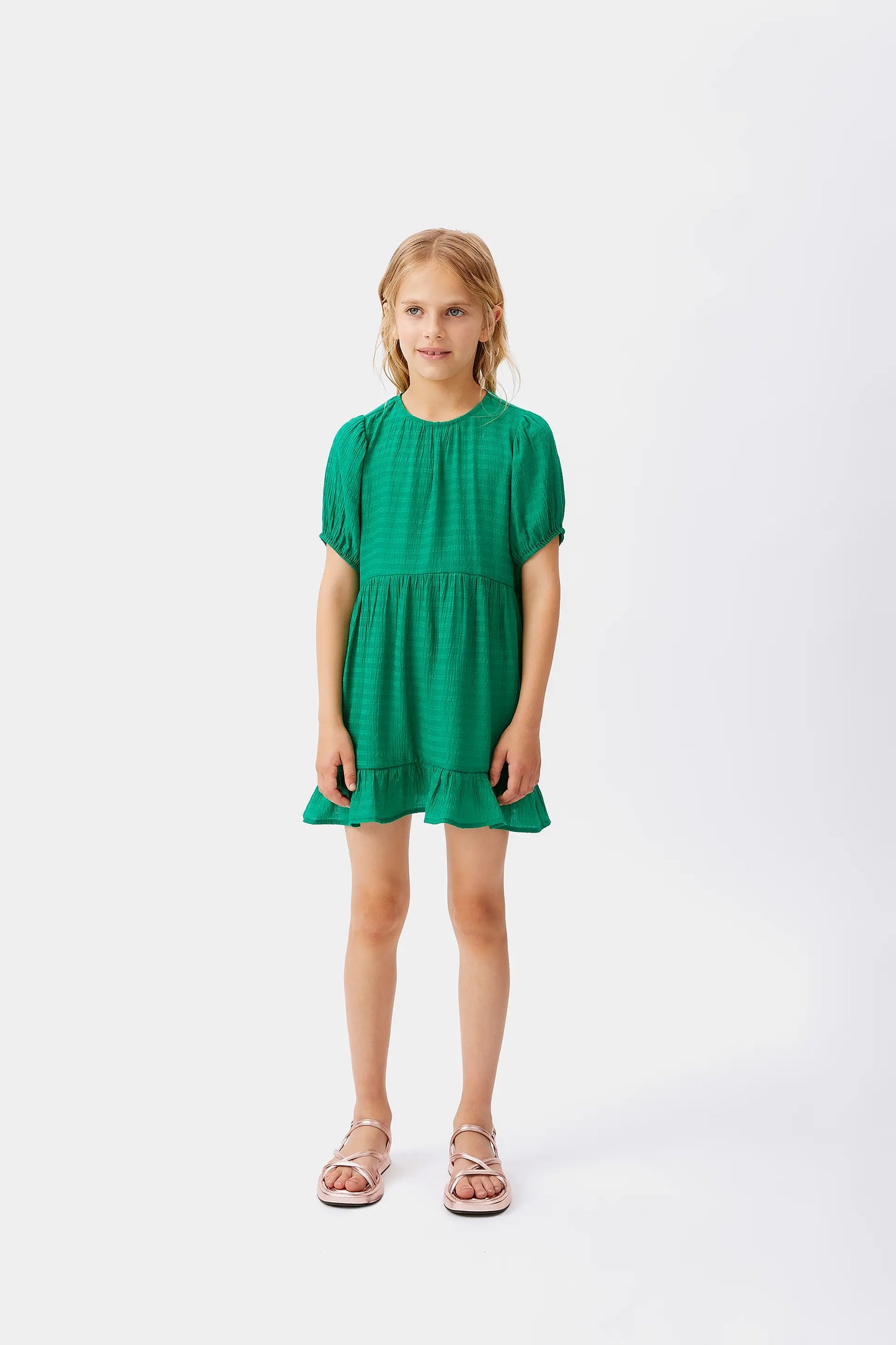 Abito corto verde da bambina