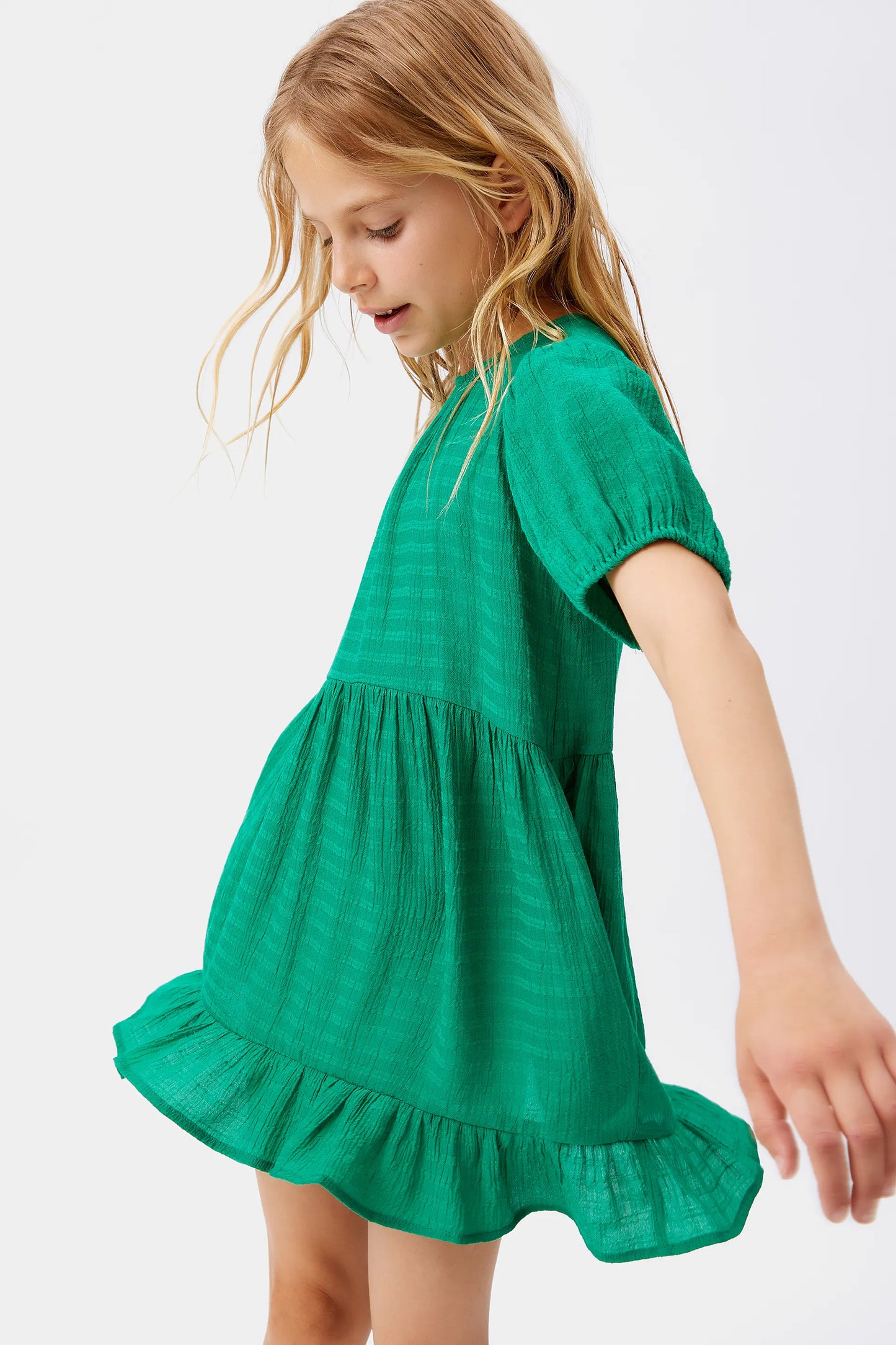 Abito corto verde da bambina