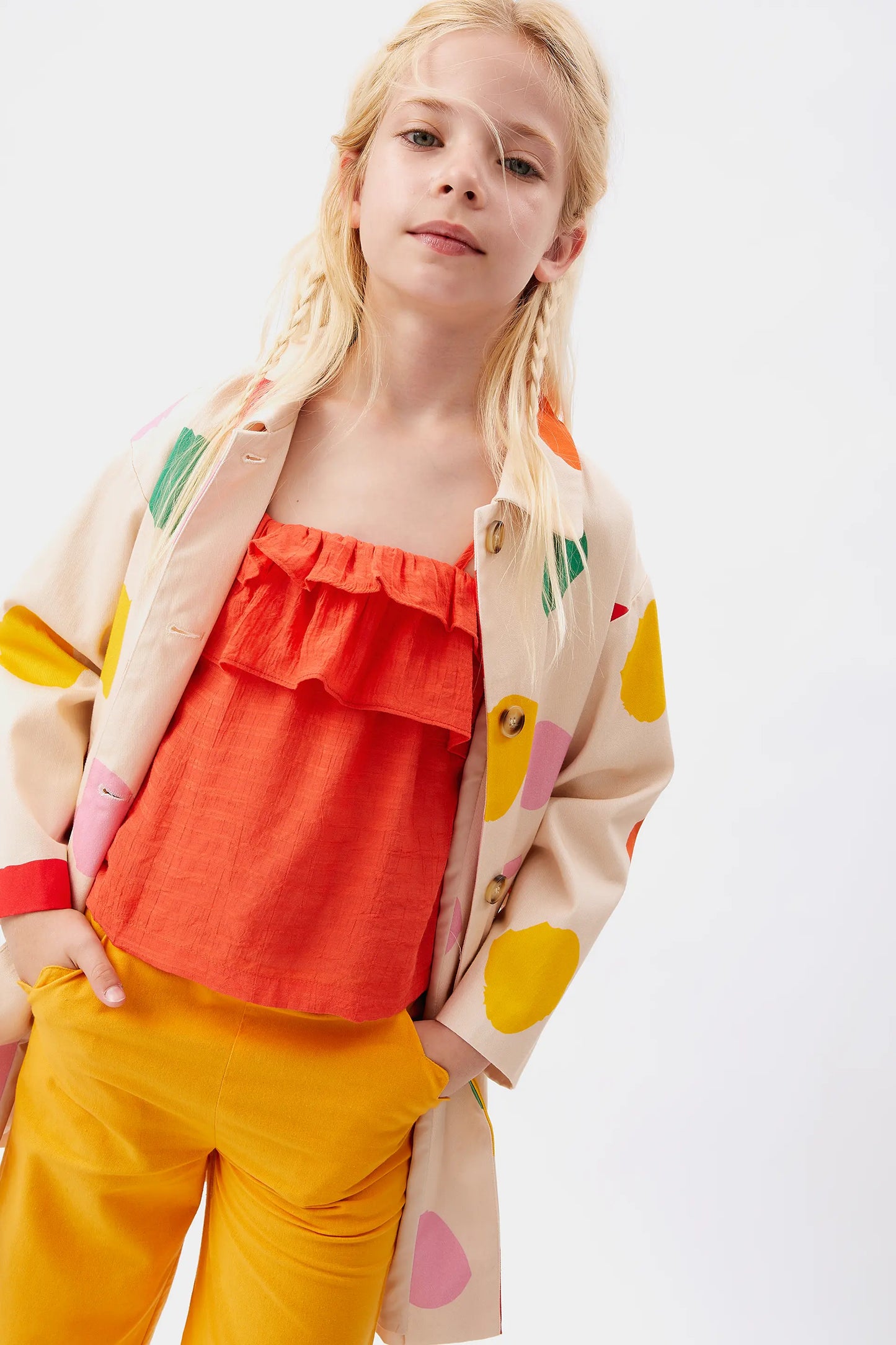 Top de niña tirantes naranja