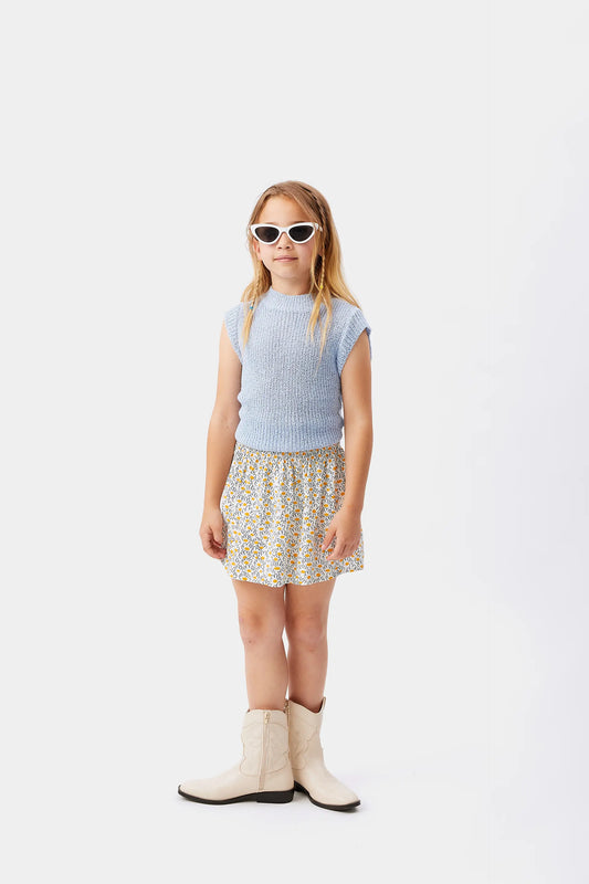 Gonna corta da bambina in jacquard a fiori