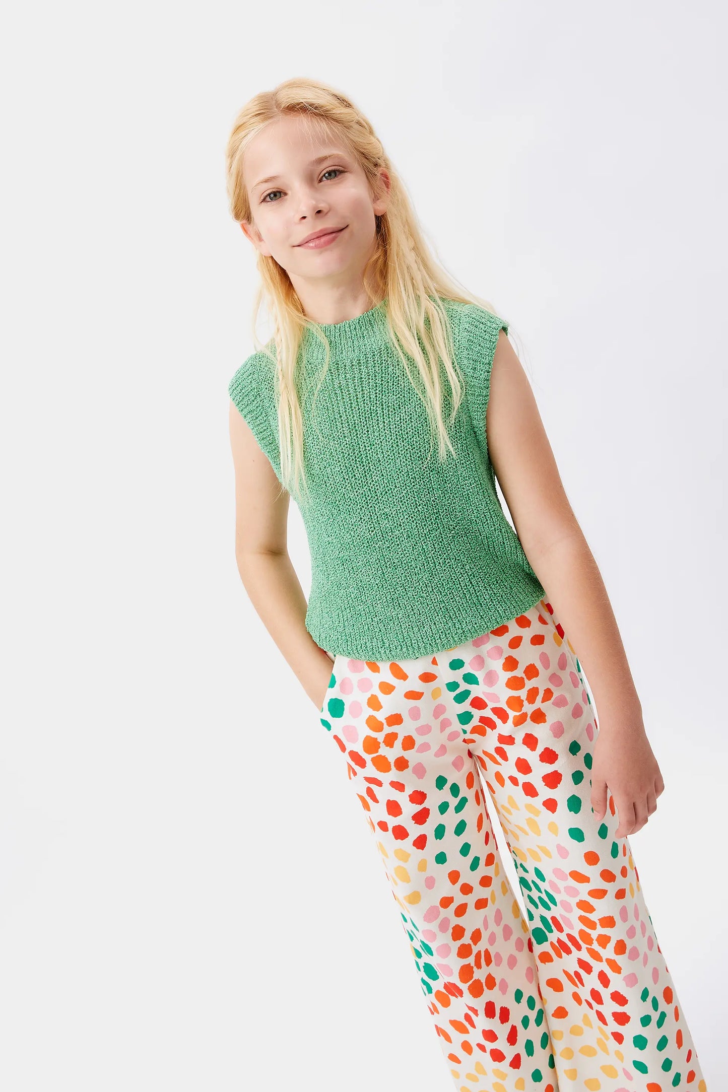 Pantalón de niña recto lunares Macula