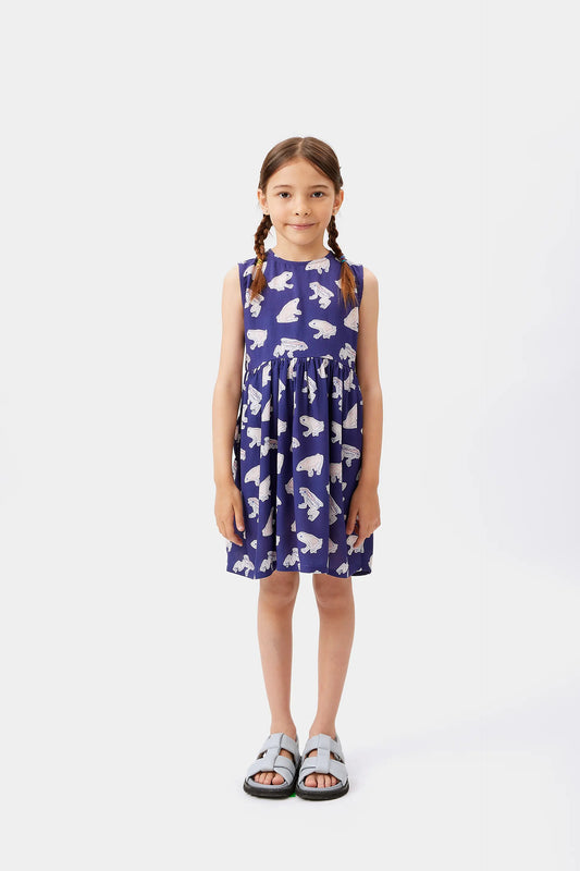 Vestido corto de niña viscosa LENZING™ ECOVERO™ de ranas