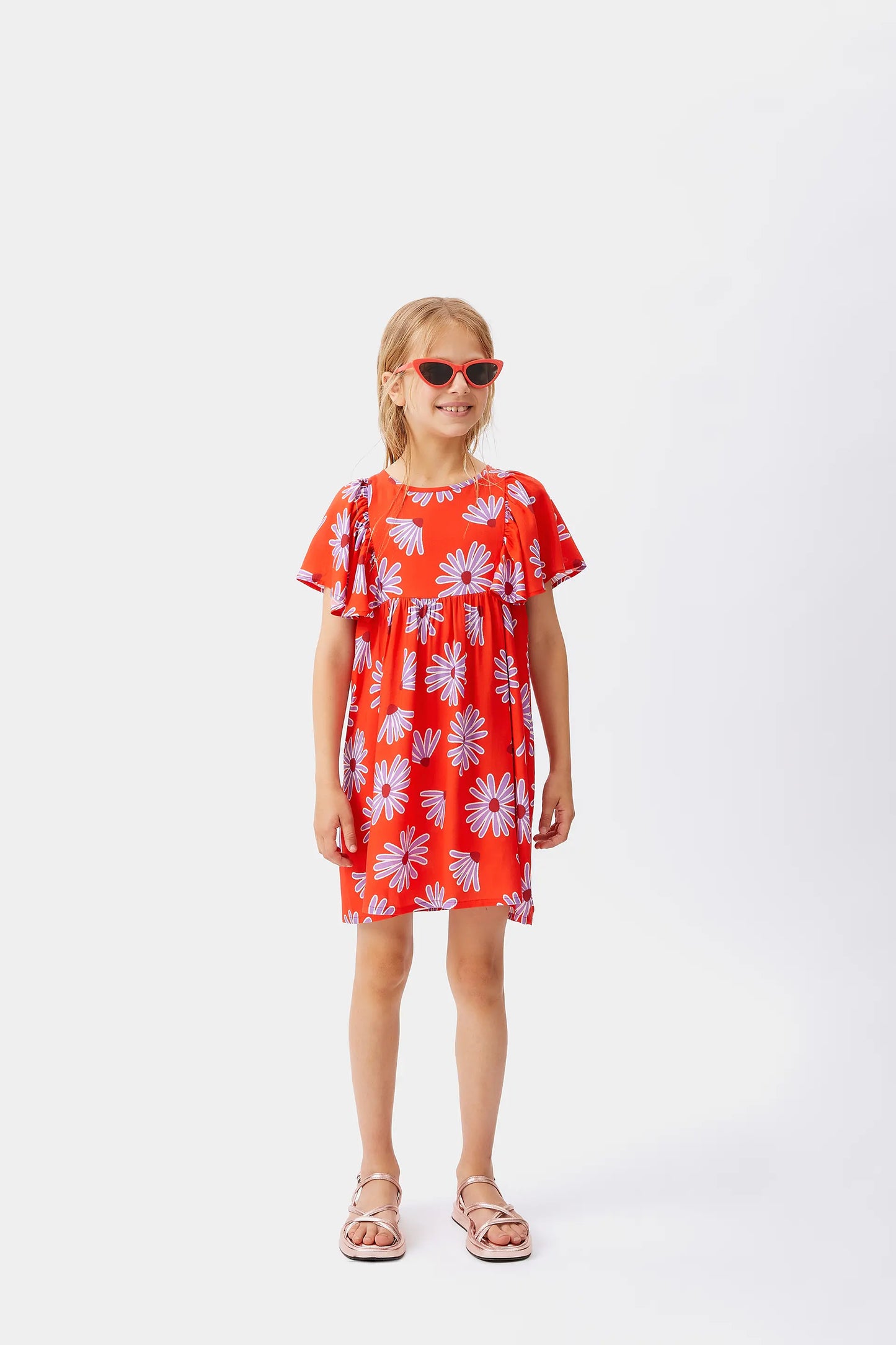Abito corto da bambina in viscosa Bellis floreale LENZING™ ECOVERO™