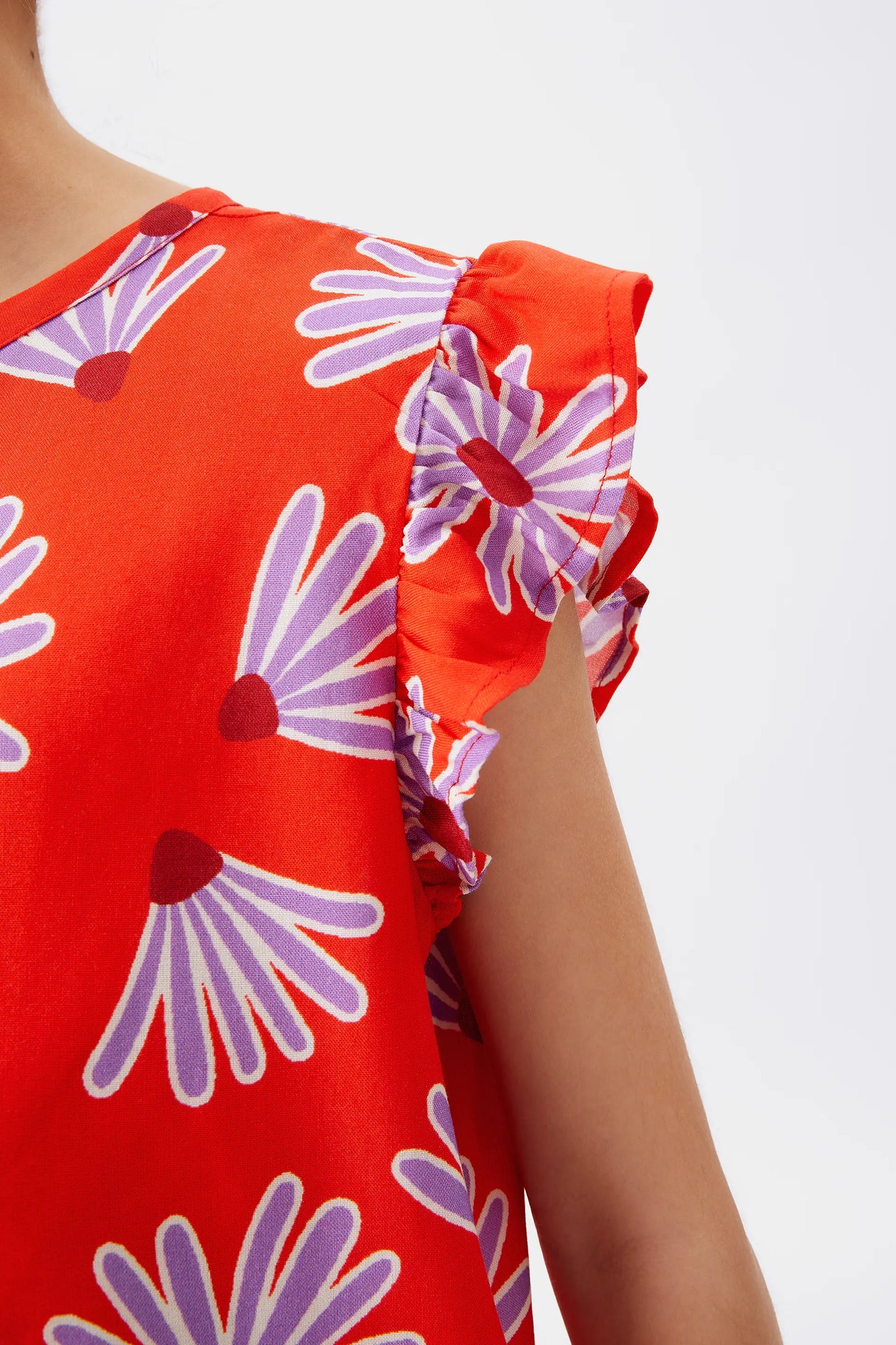 Top da ragazza in viscosa Bellis floreale LENZING™ ECOVERO™