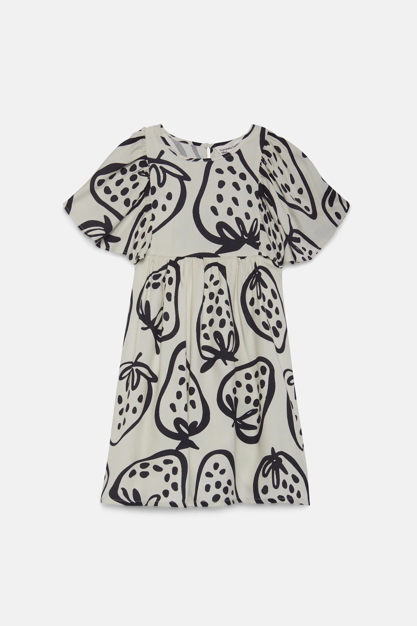 Vestido corto de niña estampado fresas blanco