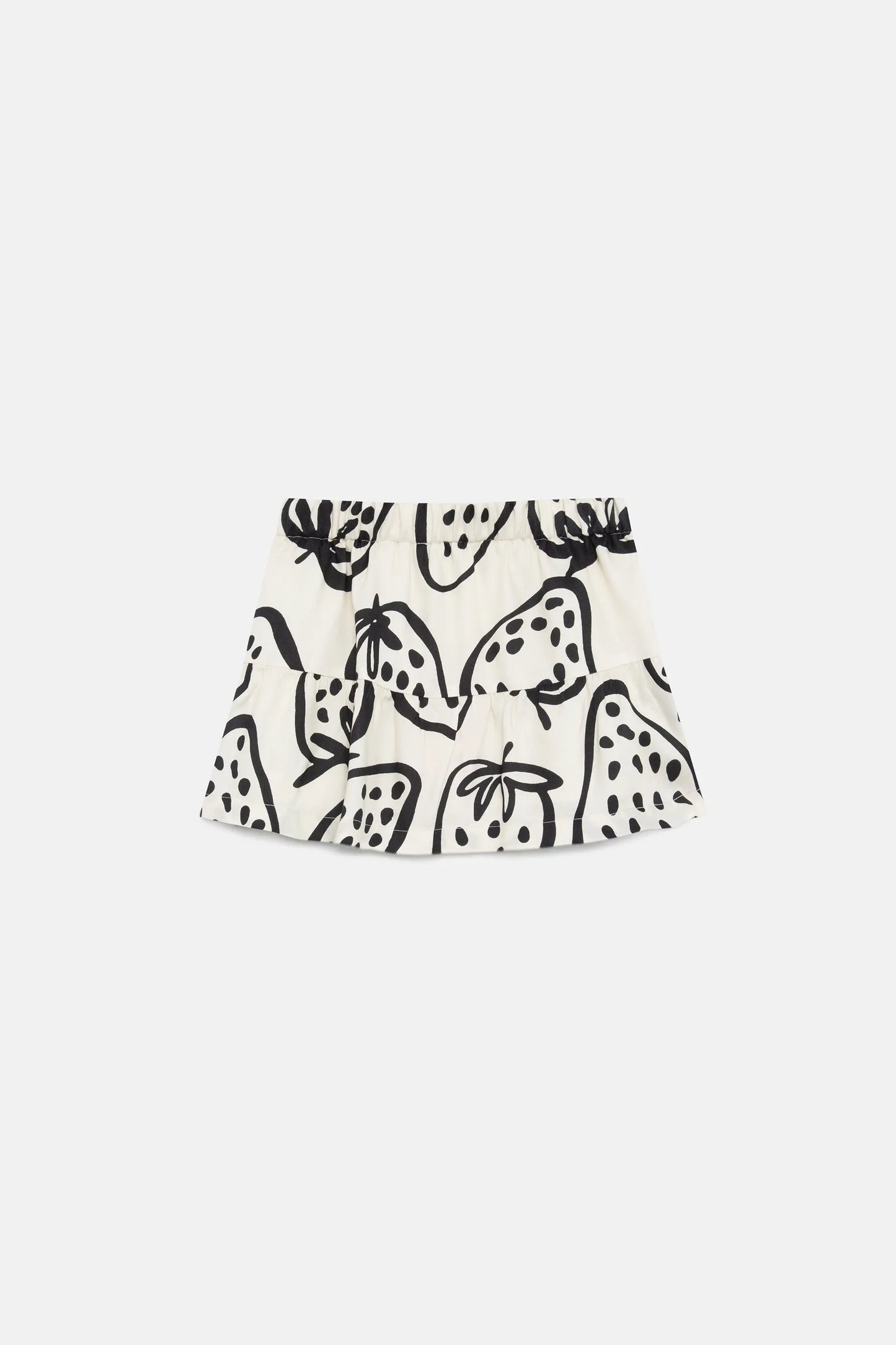 Girl's white strawberry print short skirt