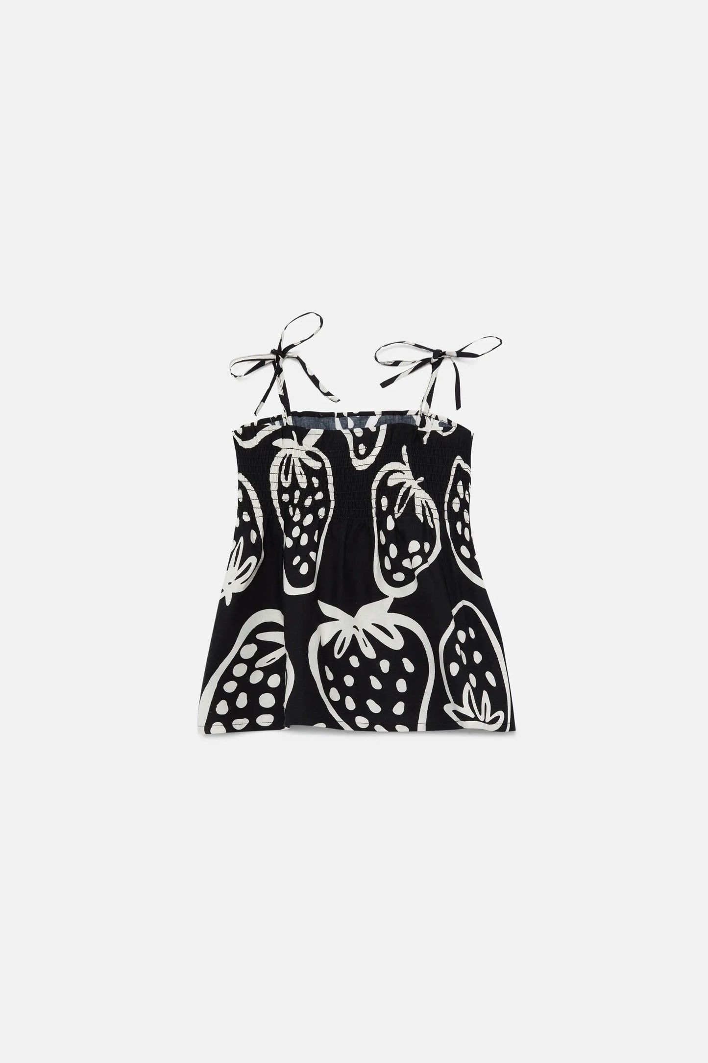Top nero da bambina con stampa di fragole