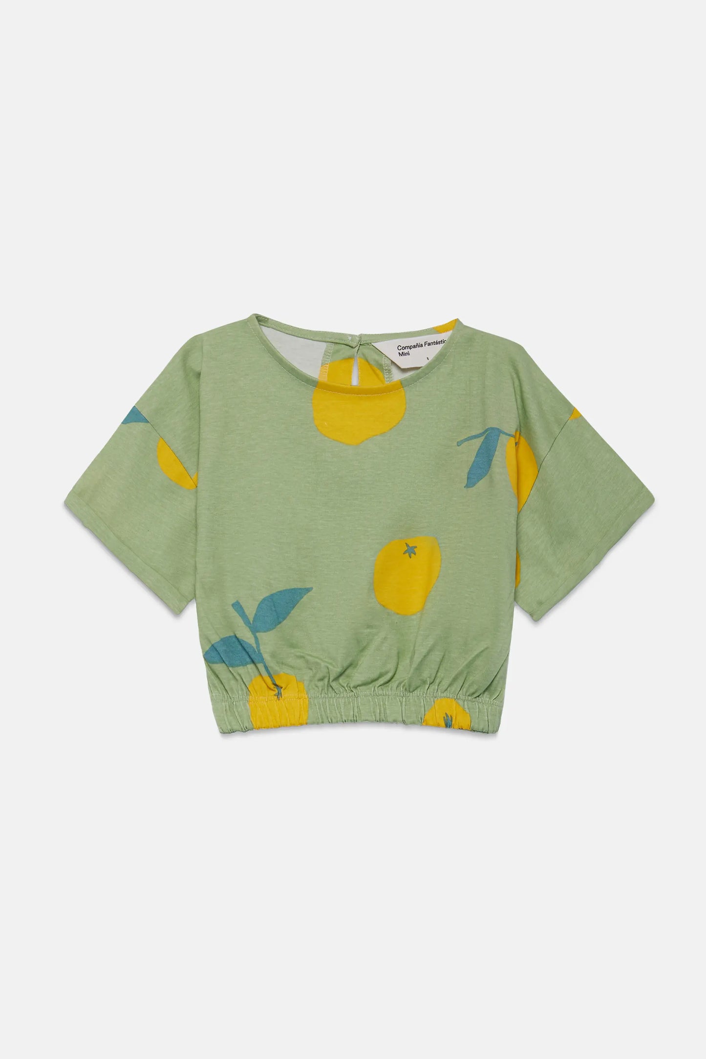 Top corto da bambina con stampa Yuzu
