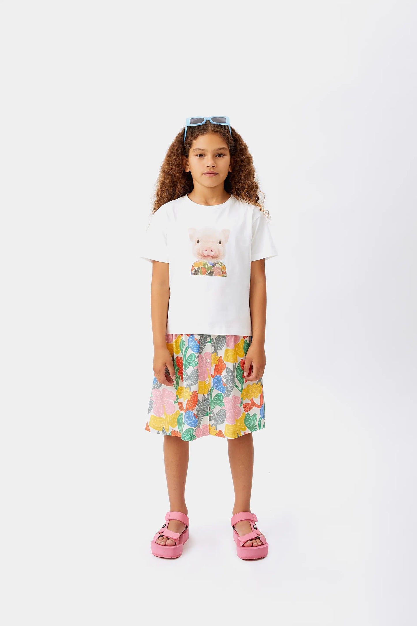 Camiseta unisex print cerdo blanca