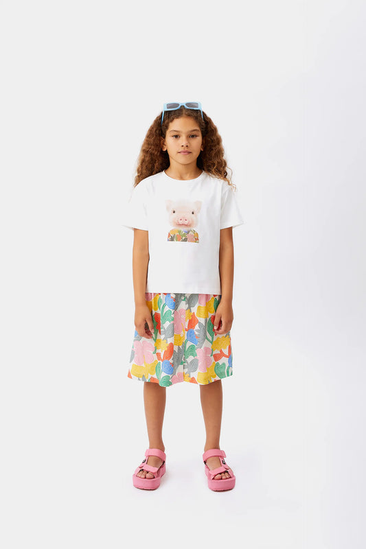 Camiseta unisex print cerdo blanca