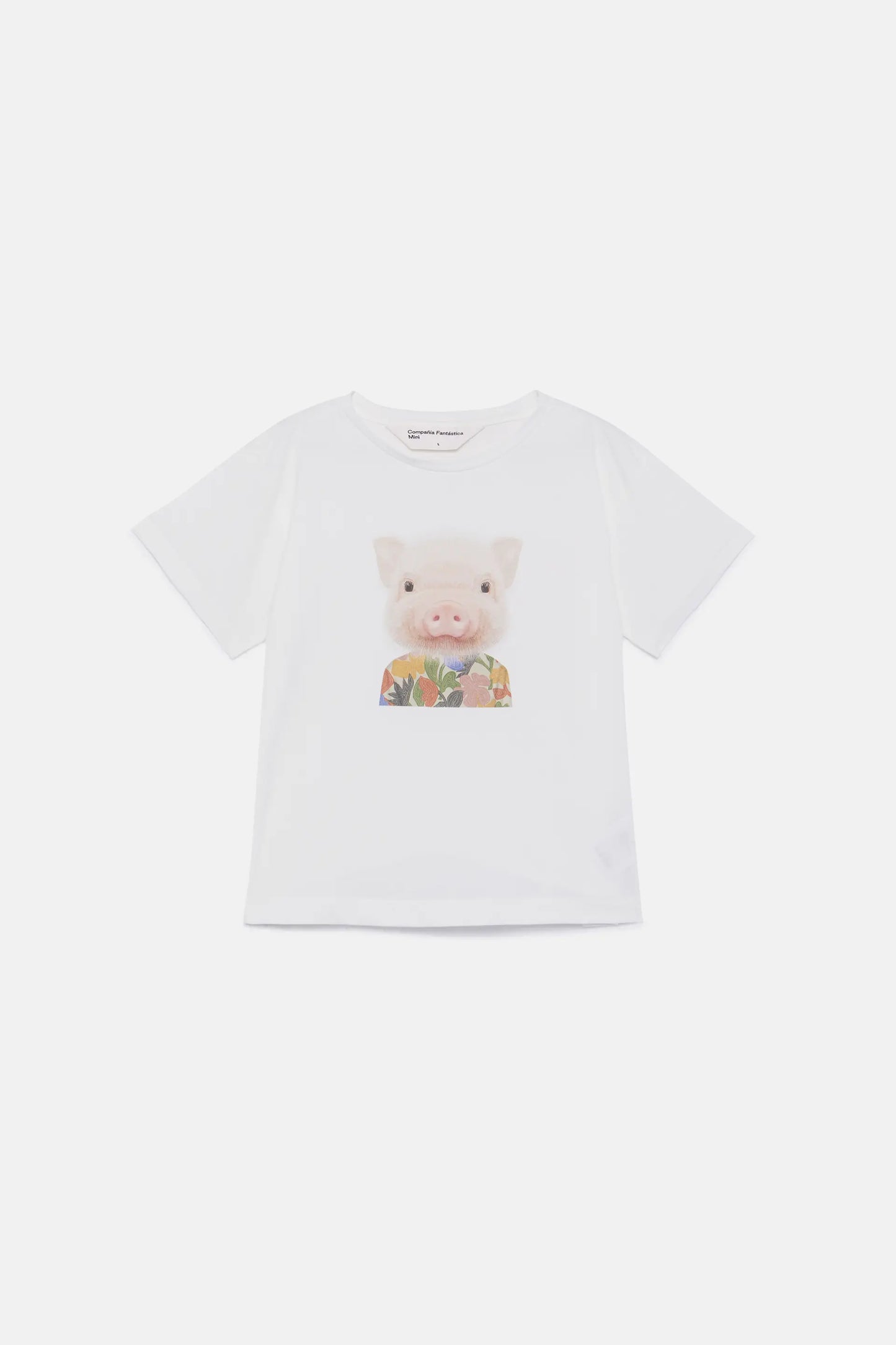 Camiseta unisex print cerdo blanca