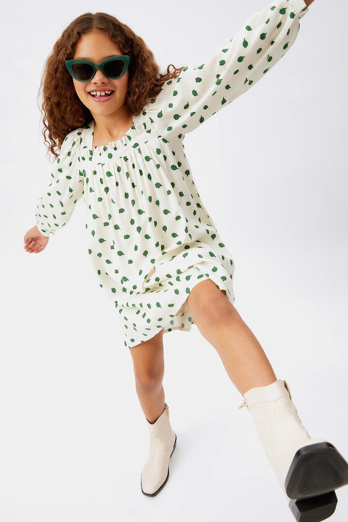 Artichoke print girl's short dress