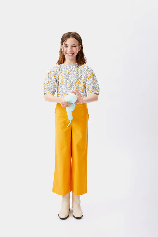 Pantalón de niña recto amarillo