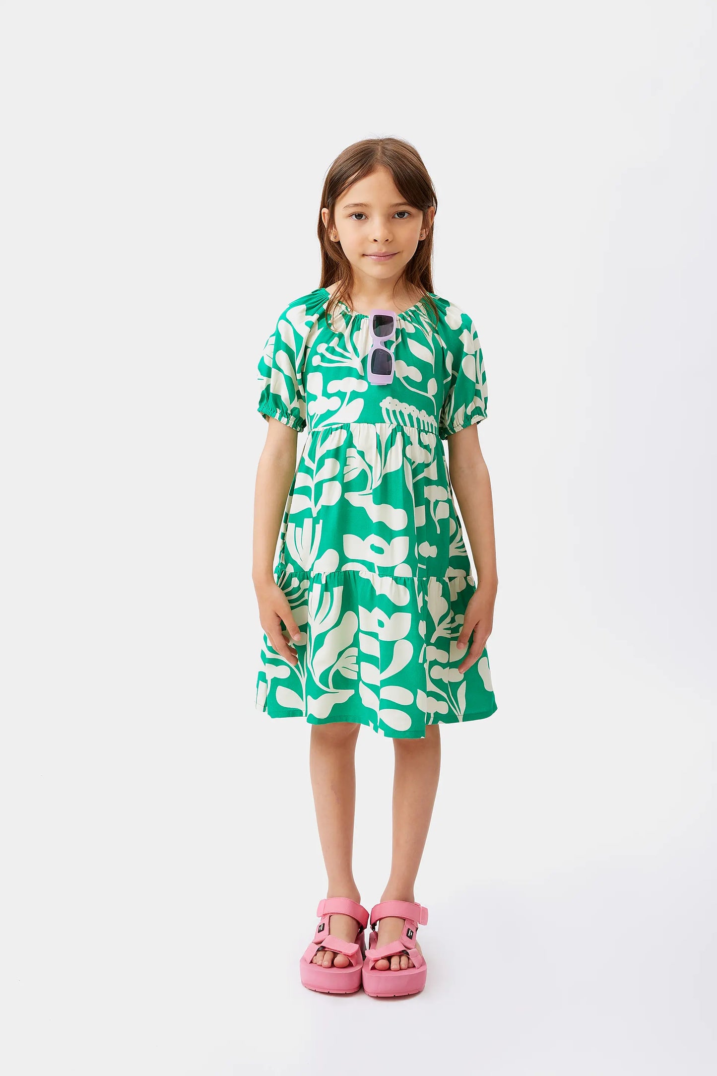 Short floral girl's dress Hortencia