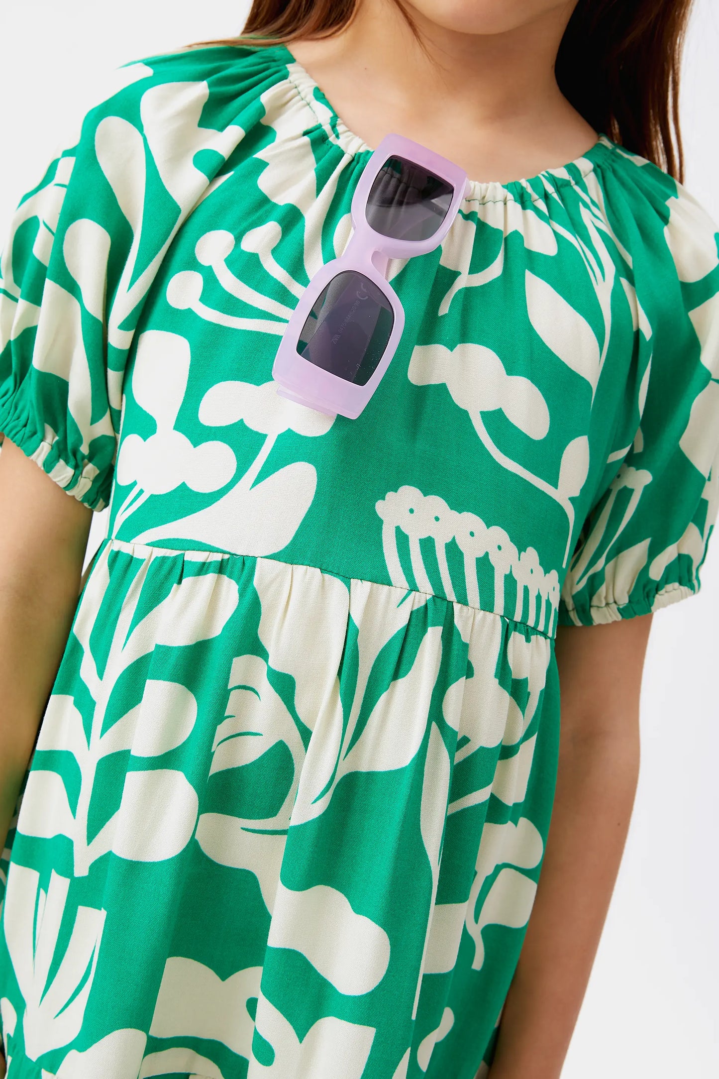 Short floral girl's dress Hortencia