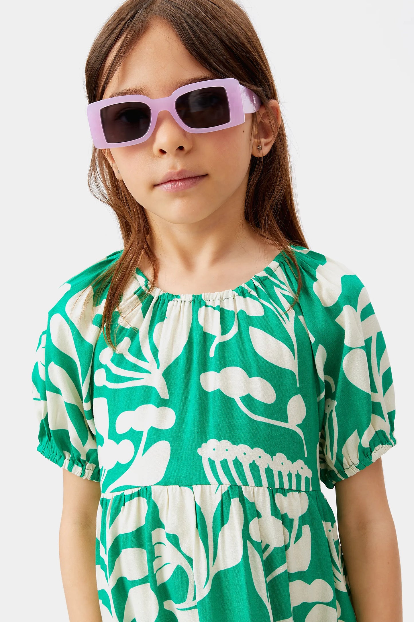 Short floral girl's dress Hortencia