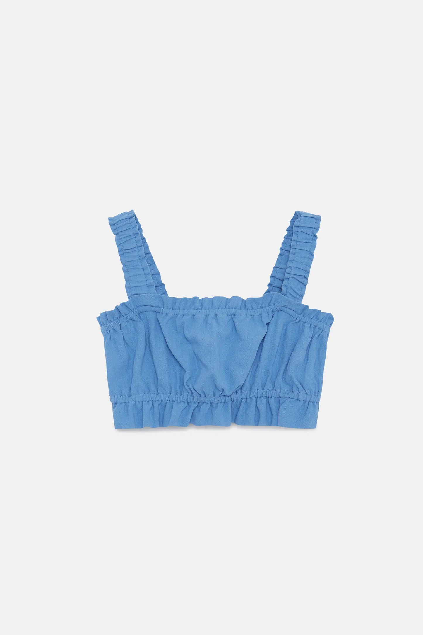Top corto blu senza spalline da bambina