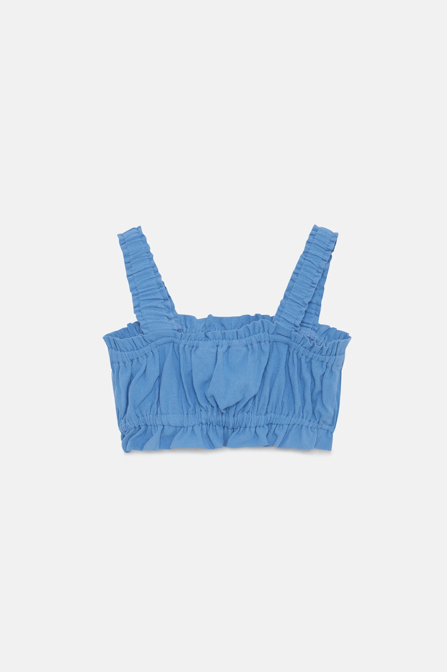Top corto blu senza spalline da bambina
