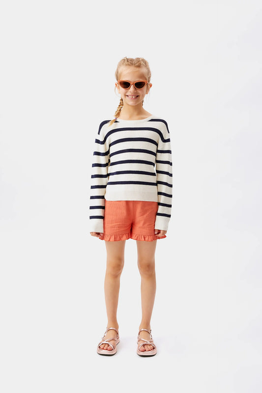 Short de niña volantes naranja