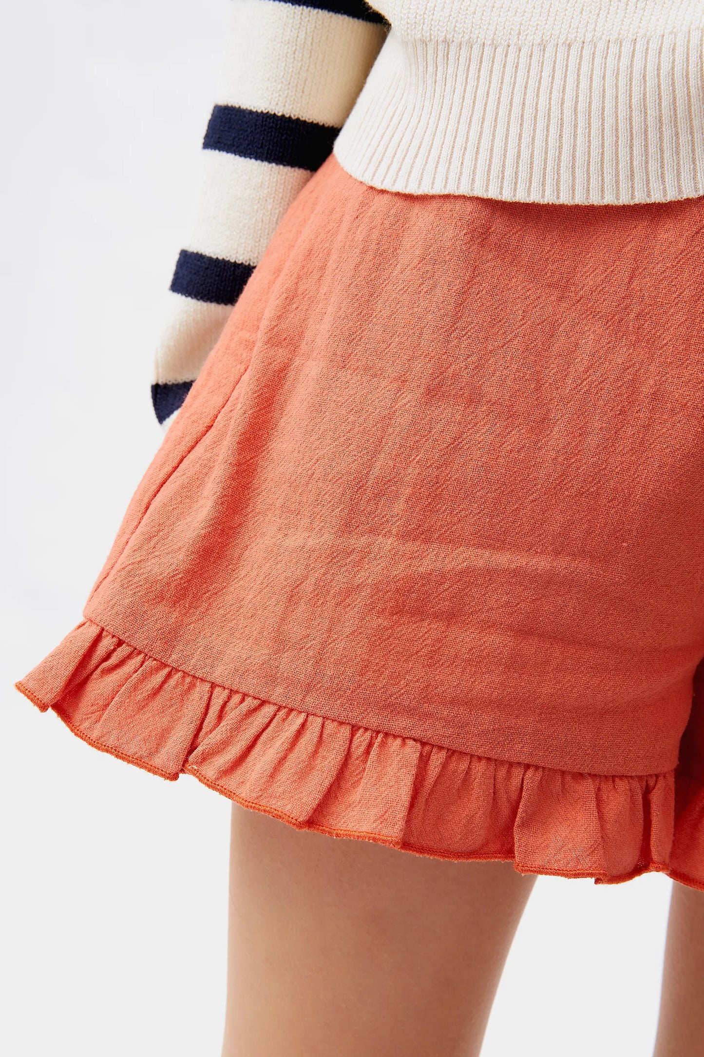 Short de niña volantes naranja